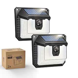 Philips Solar Lights Motion Sensor Outdoor, 120 LEDs Solar Powered Security Lights,3 Lighting Modes, Waterproof Wall Lights for Outside Yard Fence Garden Garage - Amazon product rated Grade A
