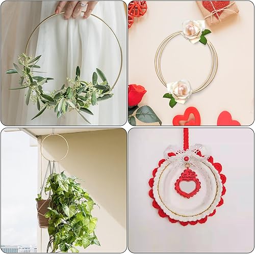 Miniatura 4 de Abeillo 4 anillos de atrapasueños de 10 pulgadas, anillos de metal para manualidades, centro de mesa de aro floral de metal, aro floral de metal