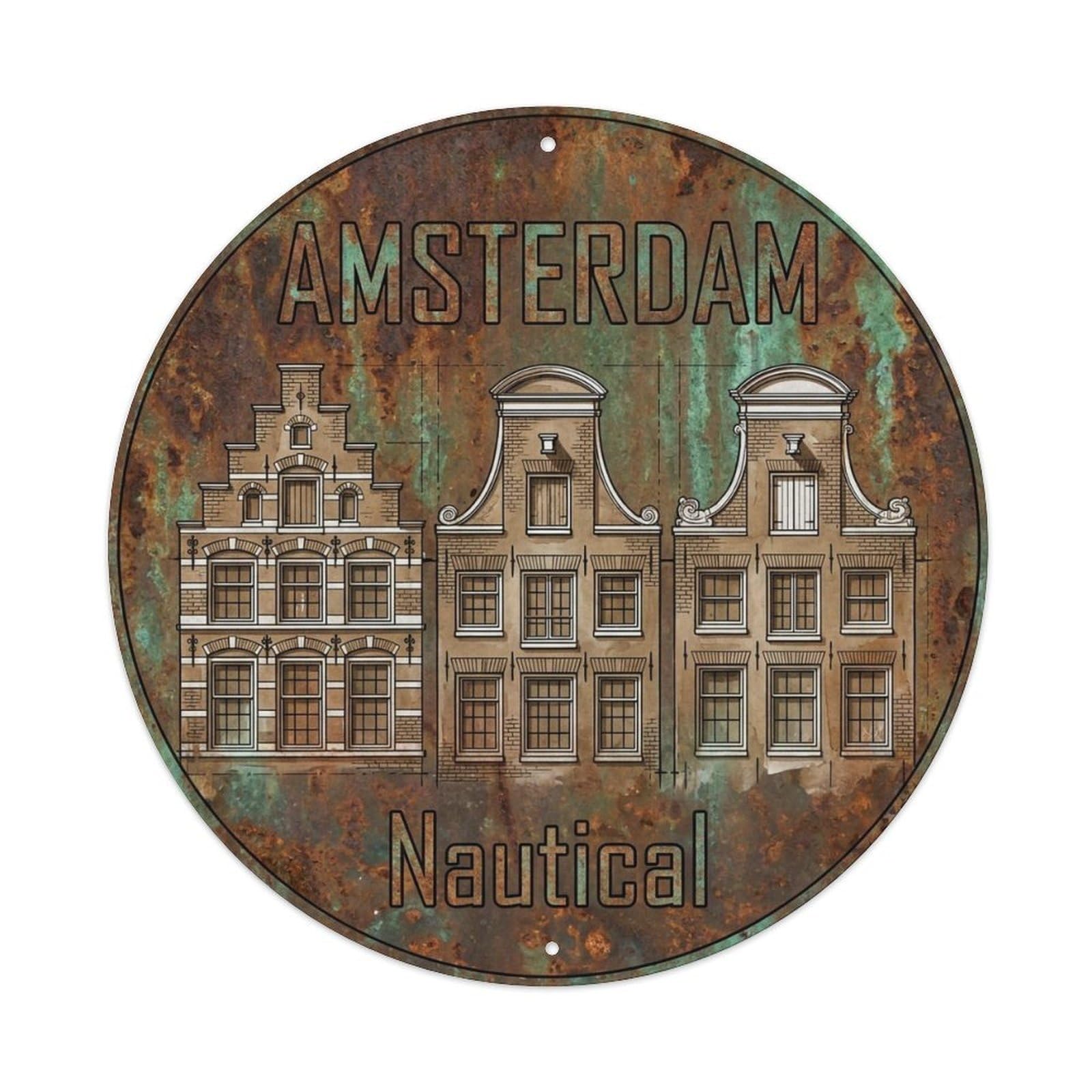 Vintage Travel Amsterdam Netherlands Gable Metal Tin Sign