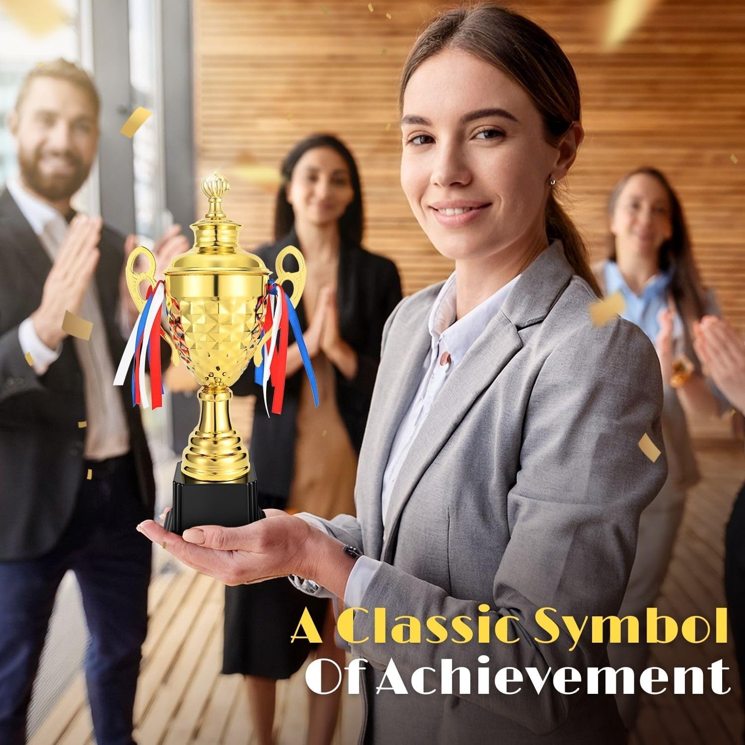 Flexzion Gold Trophy Award - Large Trophy Cup for Awards, Sports, Competitions, Tournaments, & Parties, for Champion Winners & League Achievements