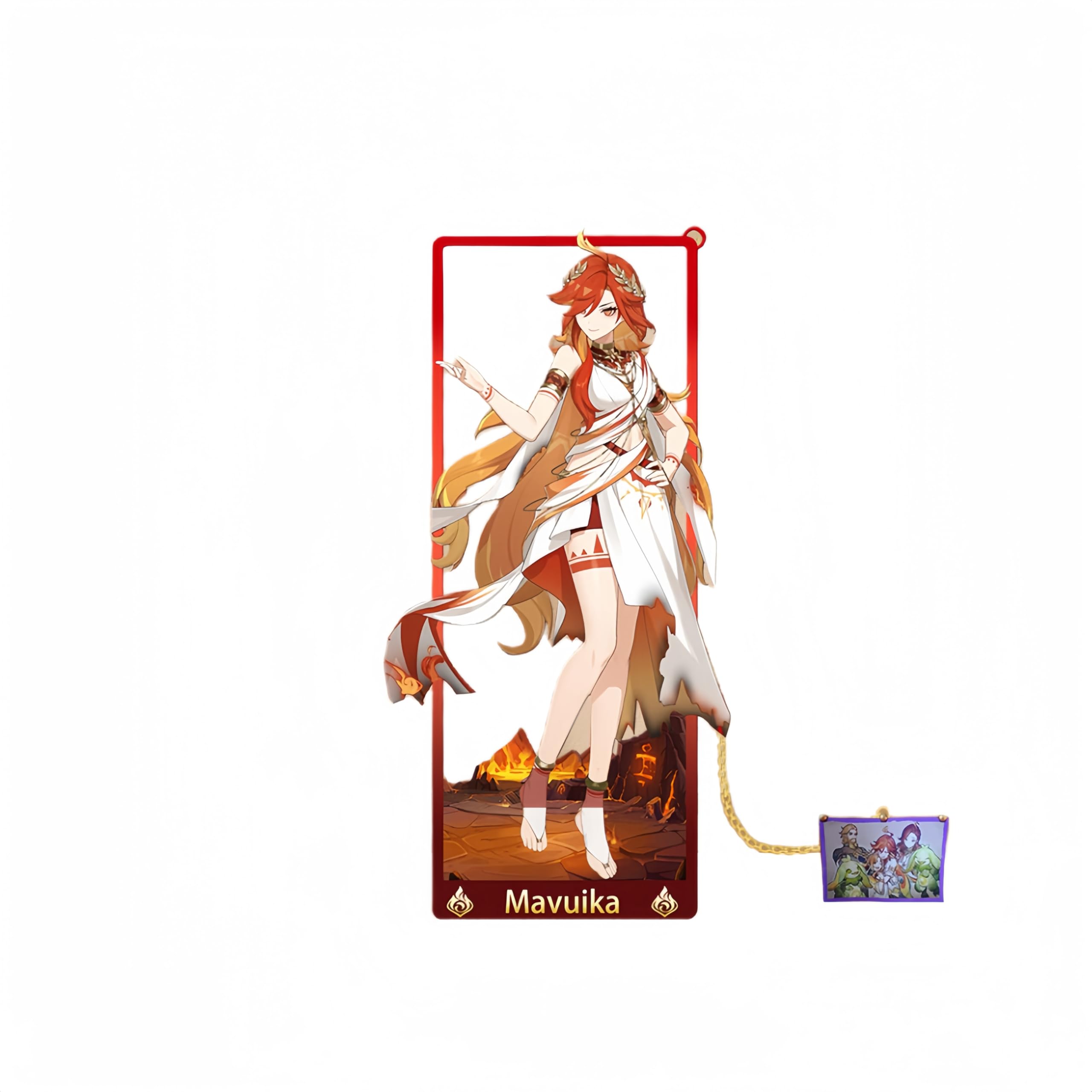 1PC Genshin Impact Natlan Characters Metal Bookmark Game Bookmark with Chain for Game Fans (Mavuika 2) — image 1