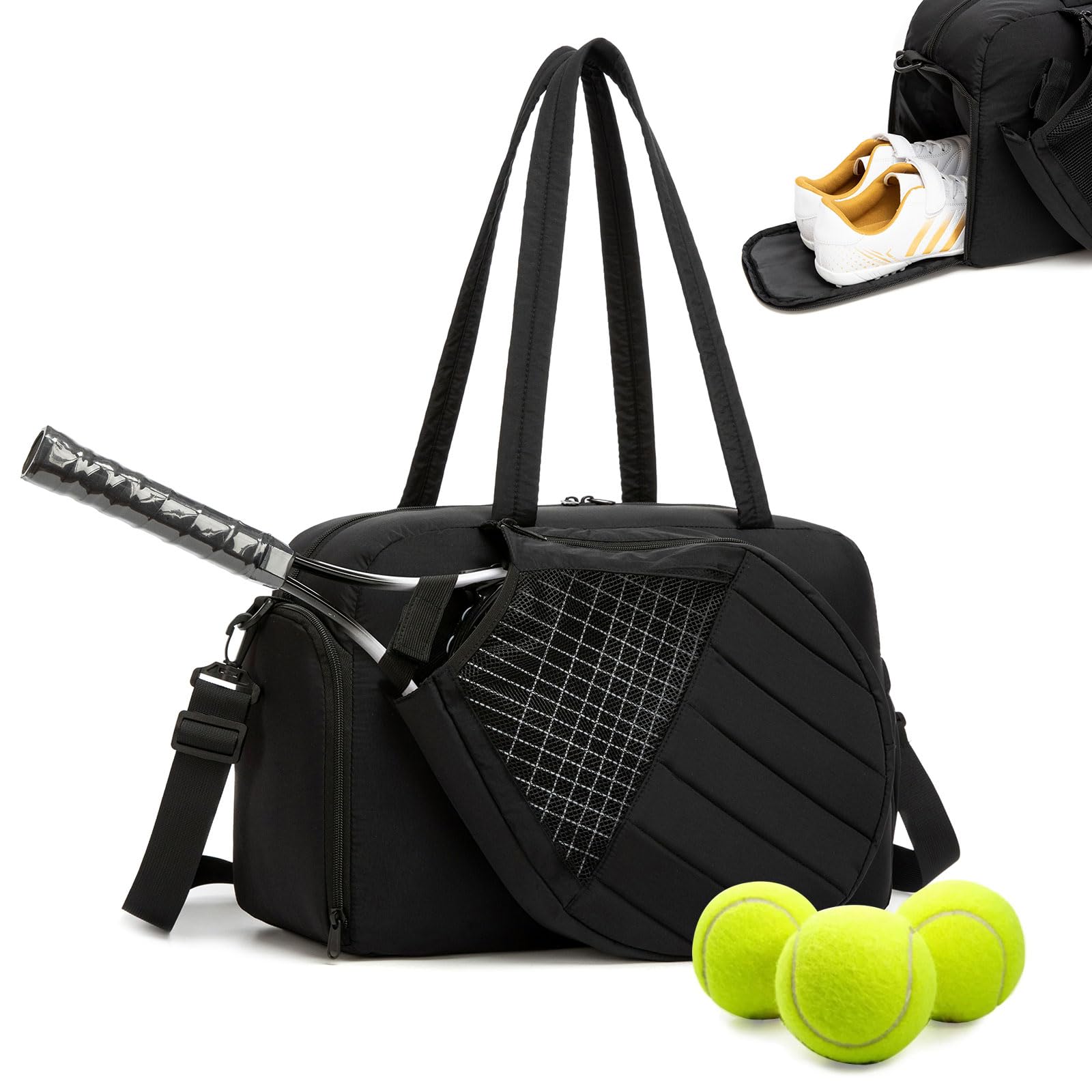 Tennis Bag for Women Men,Tennis Racket Bag Backpack with Shoe Compartment | Tennis Racket Bag Holds 2 Rackets, with Shoe Compartment, Wet Pocket and Multiple Pockets for Court, Gym and Travel