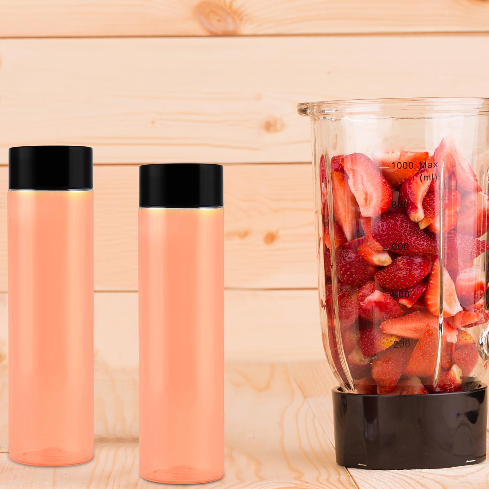 ZOENHOU Confezione da 20 bottiglie sensoriali in plastica trasparente, riutilizzabili, da 350 ml, con coperchio nero, per frullati, succhi di frutta, latte e altre bevande