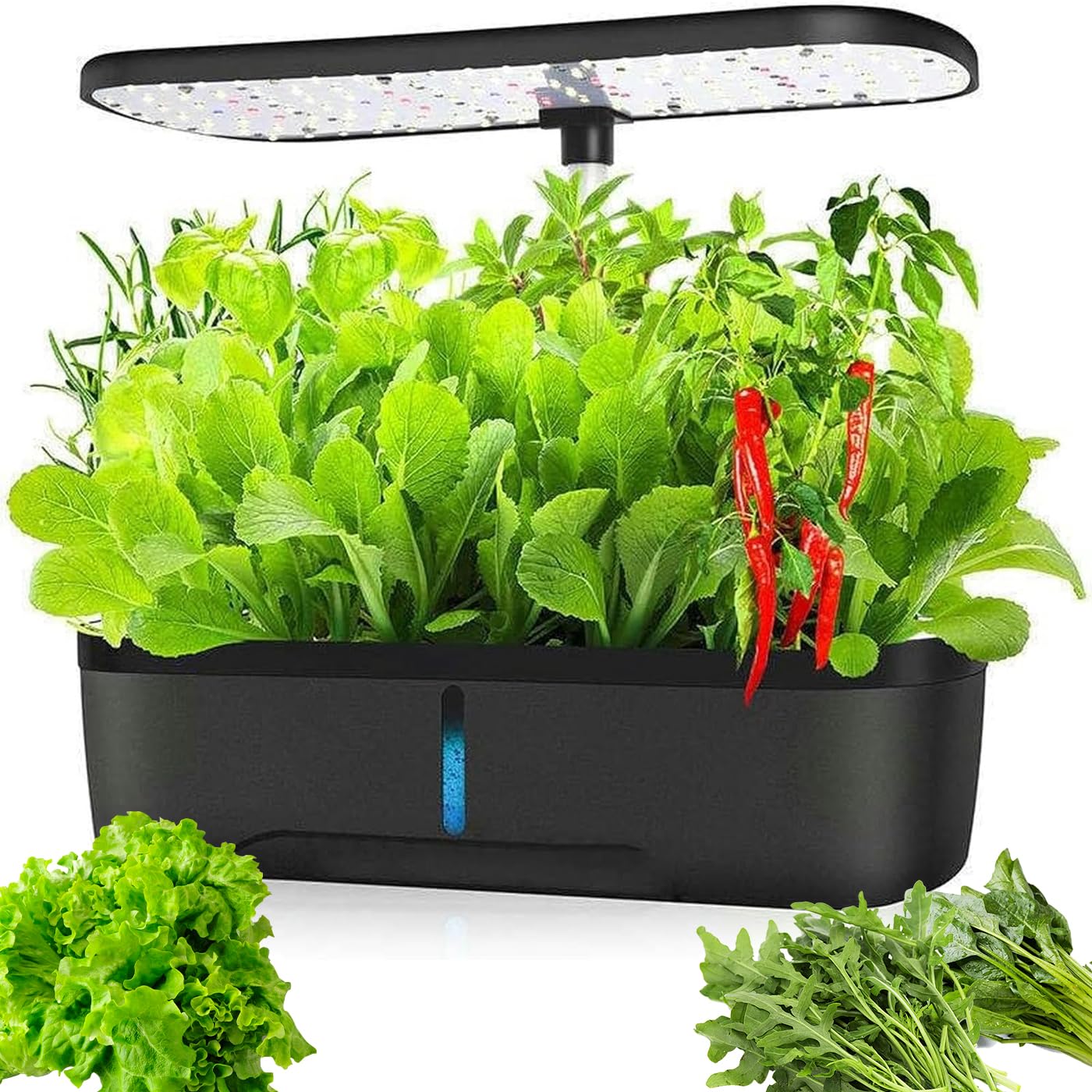 ZHJOPP Hydroponics Growing, Indoor Herb Garden, Timer,42cm Adjustable Light Stand, Transparent Water Level, Smart Garden Hydroponic Indoor