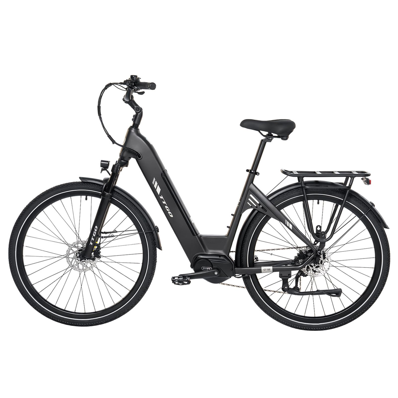 ttgo C7 SE 28 Zoll E-Bike für Damen & Herren, Pedelec mit BAFANG 250W Mittelmotor 75Nm, 36V 18Ah Akku abnehmbar, 110–130 km Reichweite, Shimano 9-Gang, CST 28"*2.0, StVZO