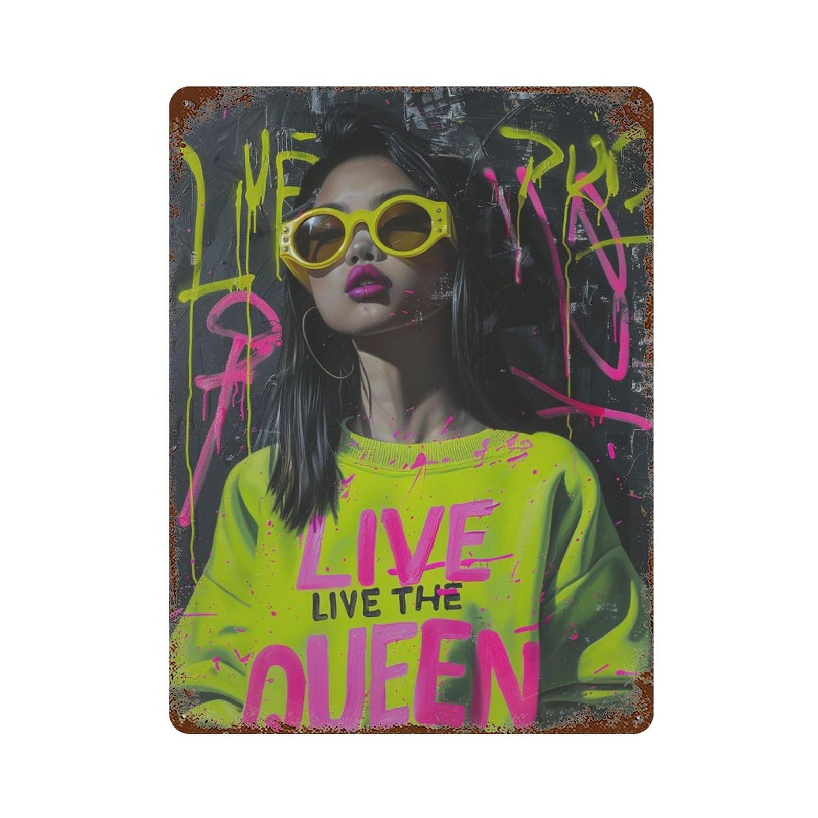 YHGERTKU Edgy Live The Queen Street Style 04 Wall Art Retro Iron Vintage Metal Tin Sign Poster Modern Decor for Living Rooms Gift 40x30cm
