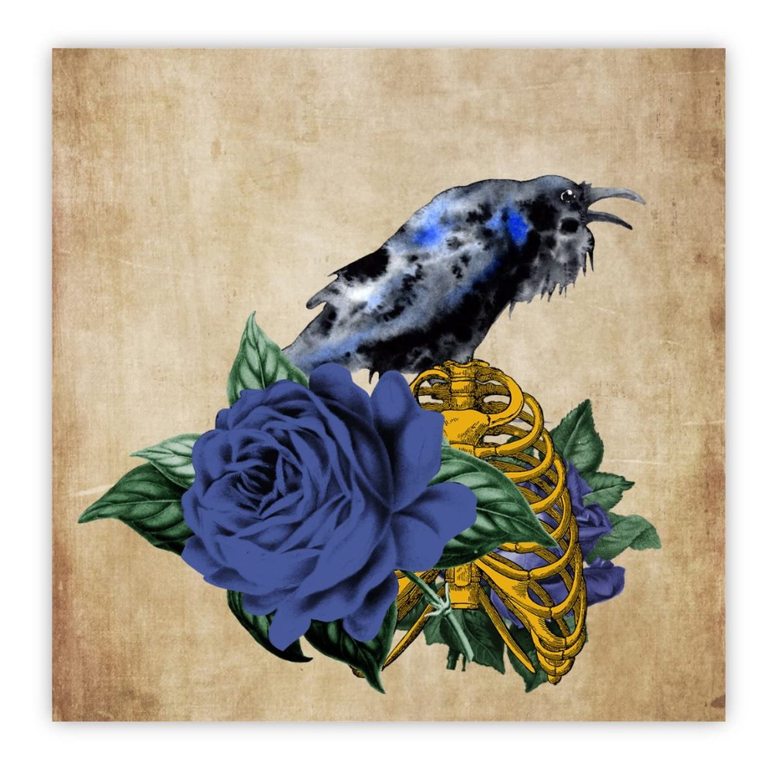 Panneau en bois Raven On Skull - Habillez vos murs vides de 40x40 cm