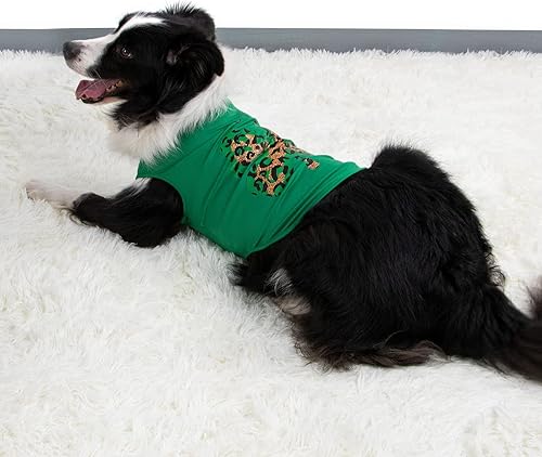 Miniatura 7 de Camisa para perros medianos  Ropa suave y transpirable para perritos, ropa colorida para cachorros del día de San Patnik, paquete de 2 (mediano,