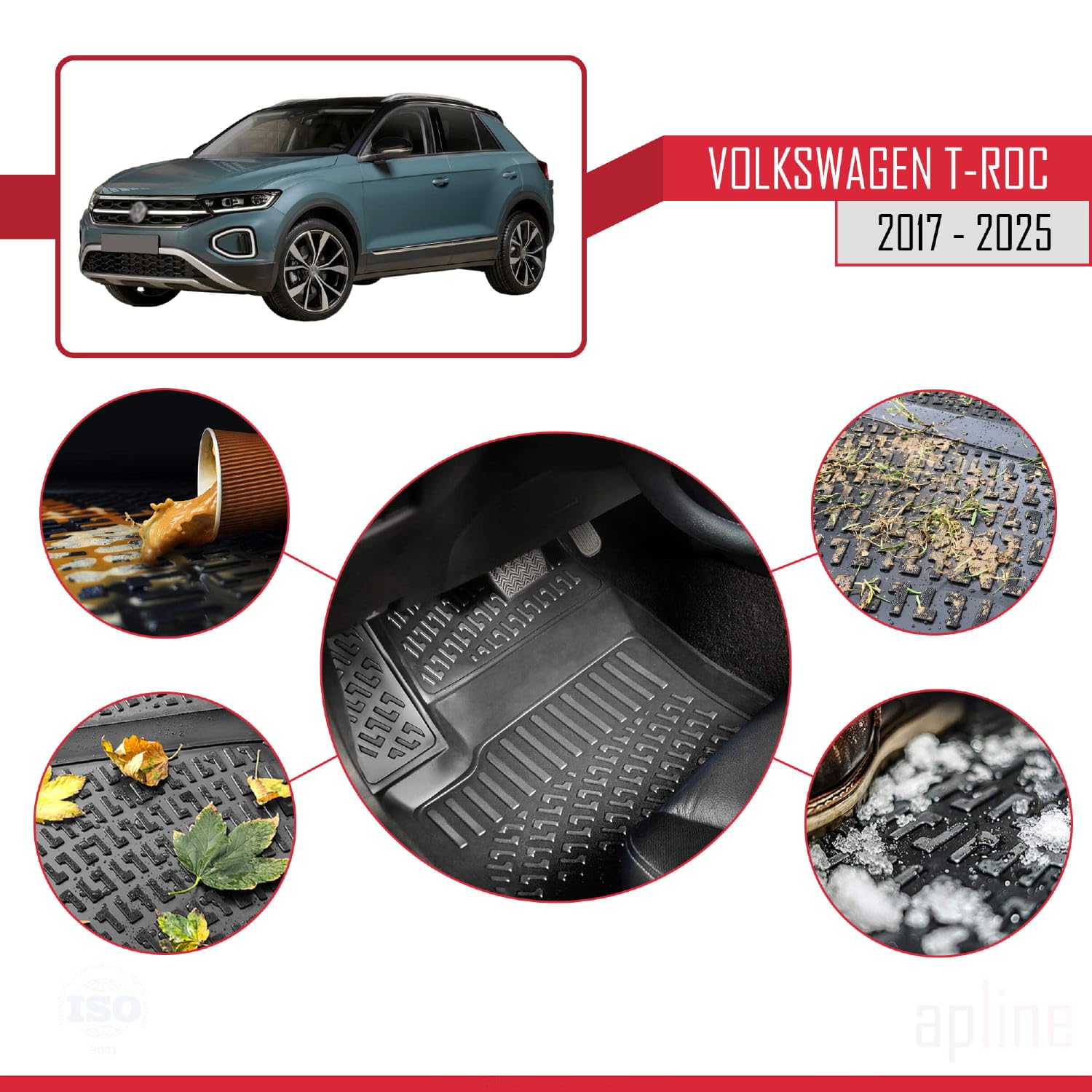 Tappetini tappeti compatibili con Volkswagen T-Roc 2017-2025