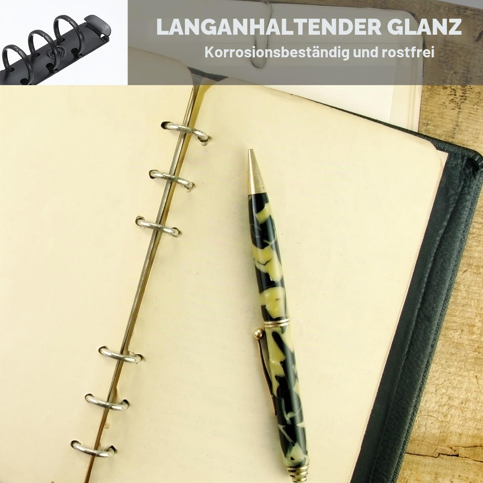 PATIKIL A5 6-Loch Ringbuchmechanismen, 3er-Set Ringbuchrücken-Ersatz für Ringbuchplaner, Schwarz