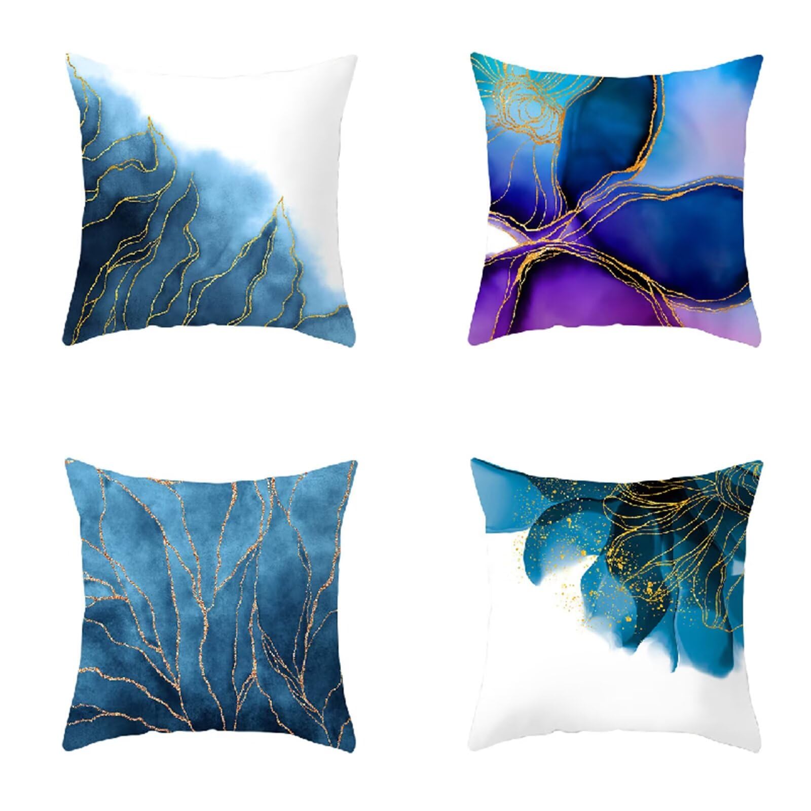 Federe Cuscini Divano 65x65cm,Set di 4 Blu Viola Bianco Cuscini per Divano,Quadrato Doppio Lato Lino Esterni Copricuscini Divano,per Divano Soggiorno Sedia Letto Decorativo Cuscini Divano ZW1-71