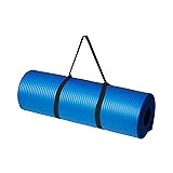 Amazon Basics Extra Thick Exercise Yoga Mat with Carrying Strap Blue 1/2 Inch
