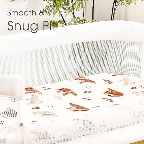 Vista 25 de Juego de 2 sábanas elásticas ultra suaves para moisés, ajuste universal para moisés, cesta de moisés, colchón rectangular ovalado, seguro y cómodo