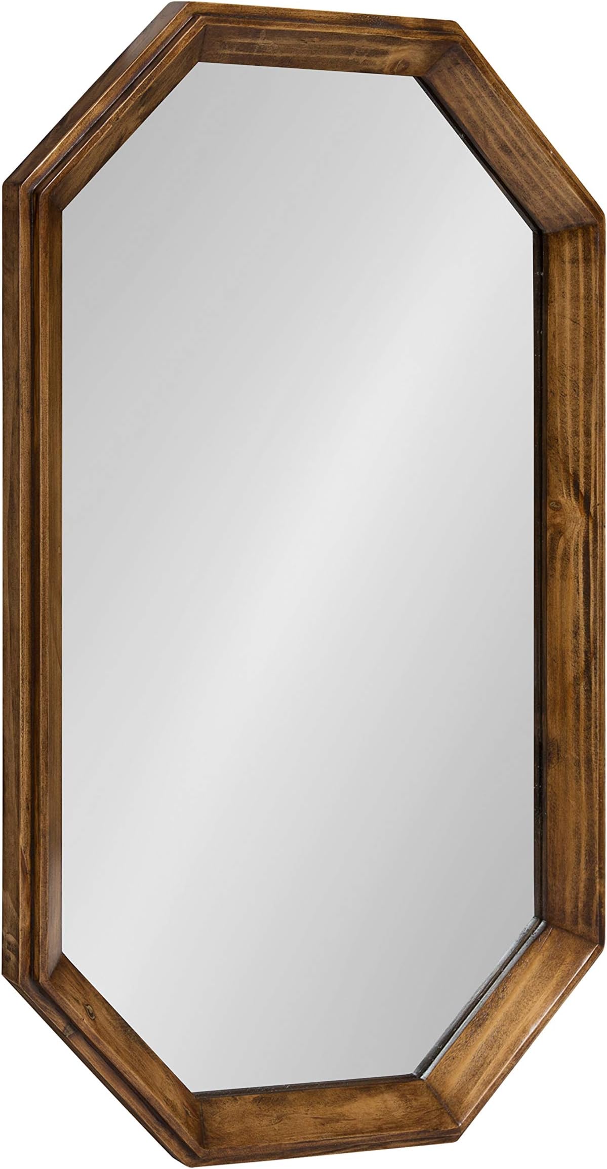 Kate and Laurel Abernathy Modern Octagon Wood Frame Wall Mirror, Rustic Brown
