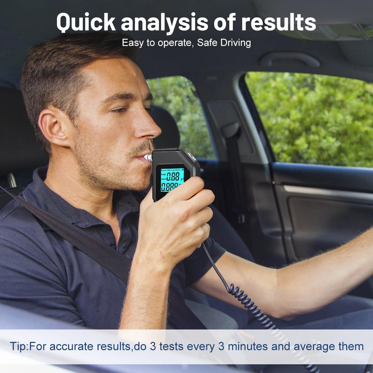 Alcol Test Portatile,Un'elevata Precisione Alcol Test,Etilometro Portatile Certificato,Doppio Sensore Alcol Test,con Display Digitale LCD,25 Boccagli,per Uso Domestico e Professionale