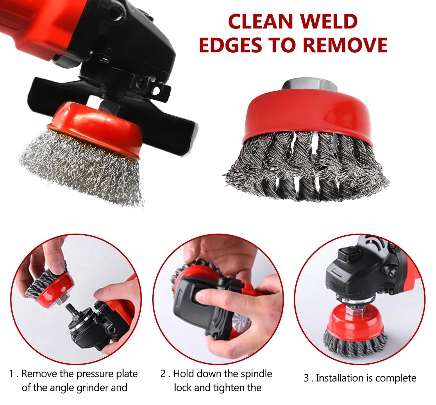 6 Piezas Cepillo de Alambre para Taladro Kit, M14 Cepillo Metalico para Taladro Amoladora, Diámetro 75mm/100mm Cepillos de Alambre, para Madera y Meta, para Eliminación de Oxido, Pintura