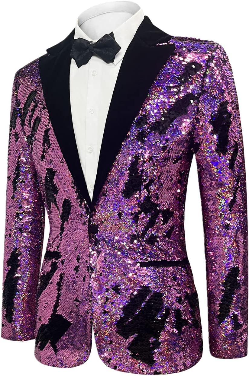 Apocrypha Men Sequins Floral Blazer Suit Jacket Dinner Prom Nightclub Wedding - Image 2