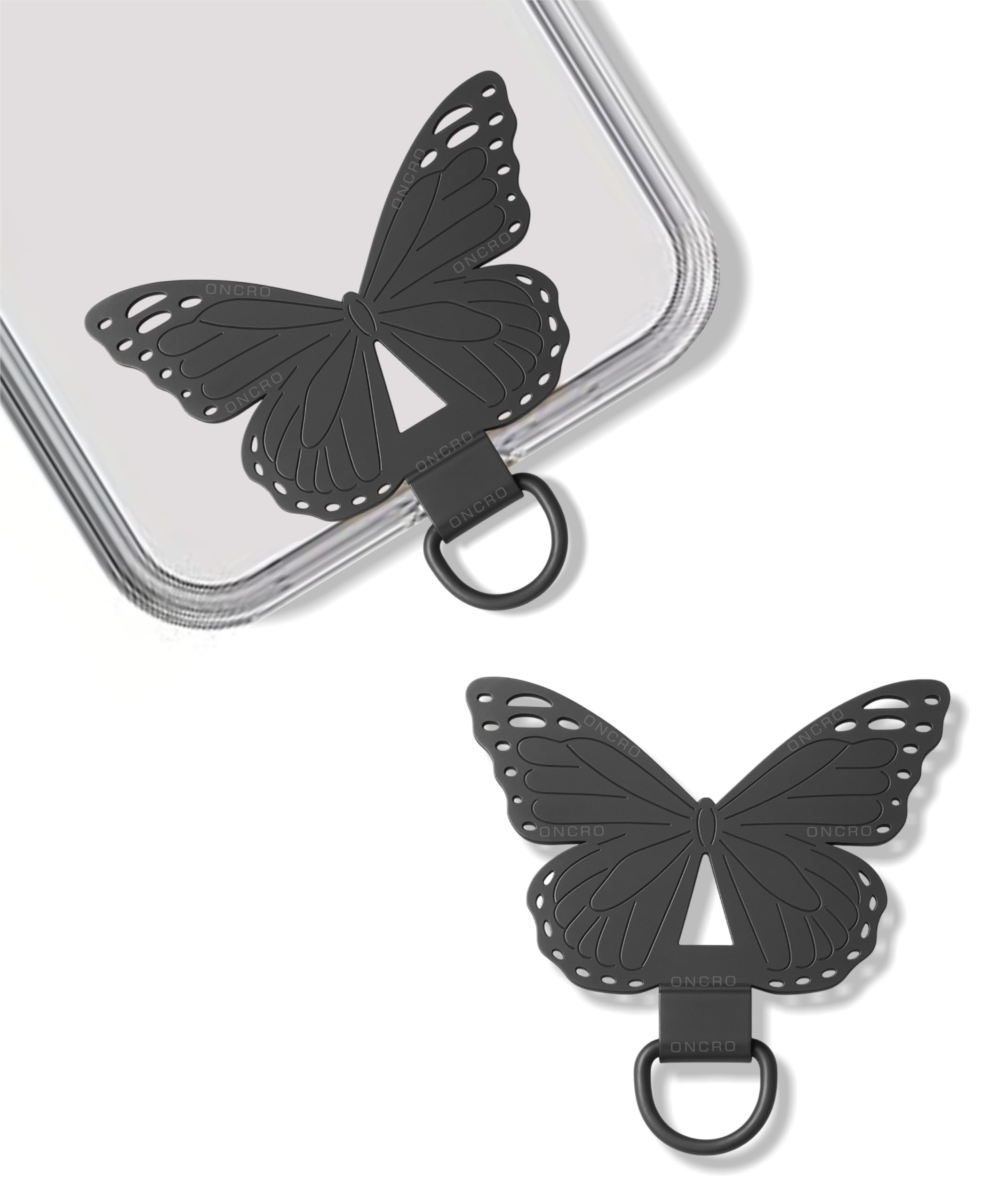 ONCRO® Butterfly Shaped Stainless Steel Metal Mobile Phone Lanyard Tether tab pad patch Clip universal smartphone Phone Hanging Charm Buckle ring Hook cell Phone Case Anti-Drop Without Adhesive-image-18
