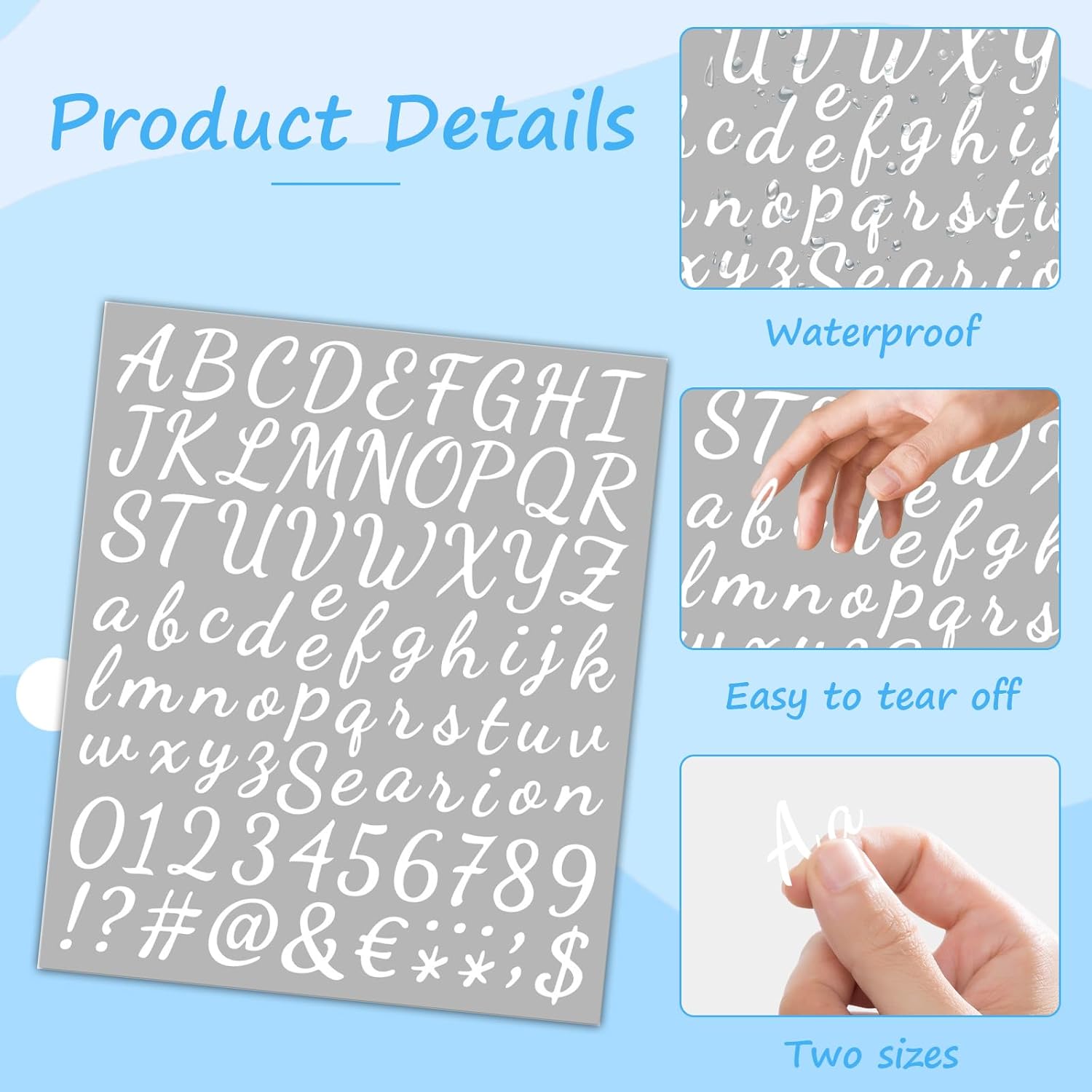 12 Sheets Vinyl Letters Numbers Stickers Kit,1008 Pcs 1 Inch Self Adhesive DIY Cursive Sticker Alphabet Number Letter Decal for Signs, Classroom Decor, Door Window,Office,Mailbox,Crafts (White)