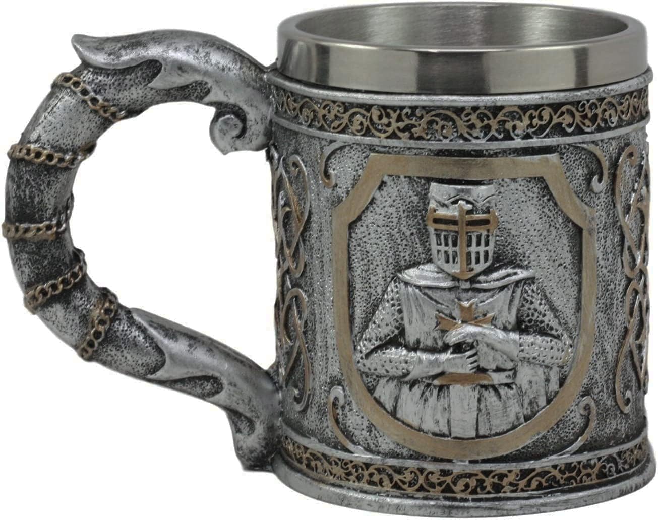 Ebros Medieval Templar Crusader Knight Mug 12oz Suit of Armor Knight Of The Cross Beer Stein Tankard Coffee Cup