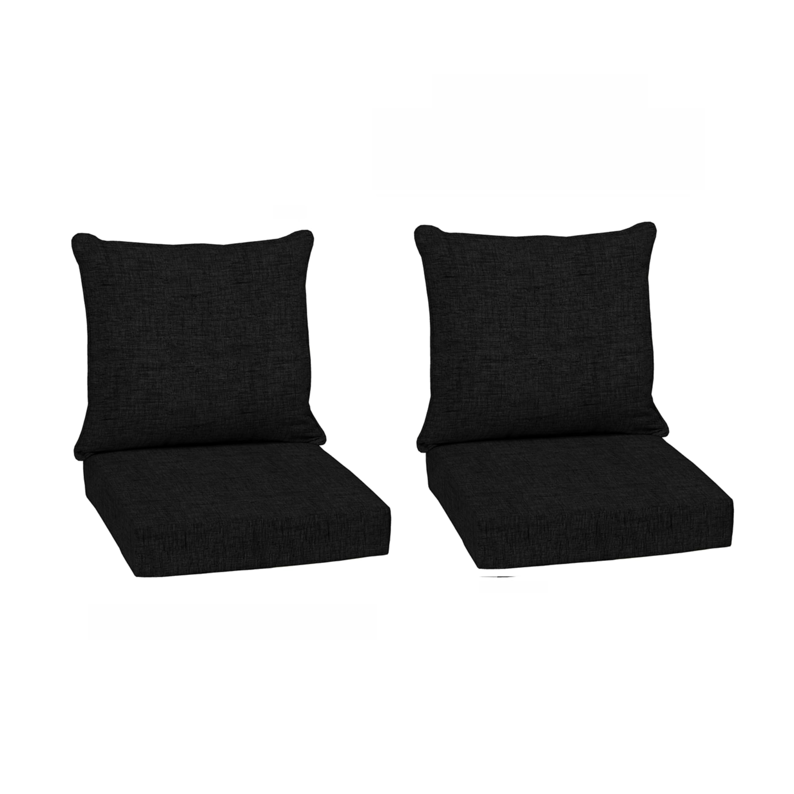 Arden Outdoor Deep Seat Cushion Set (2-Pack), 24 in x 24 in, Weather-Proof, Rain-Proof, Fade Resistant Patio Cushion for Chair, Sofa, and Couch Black Leala