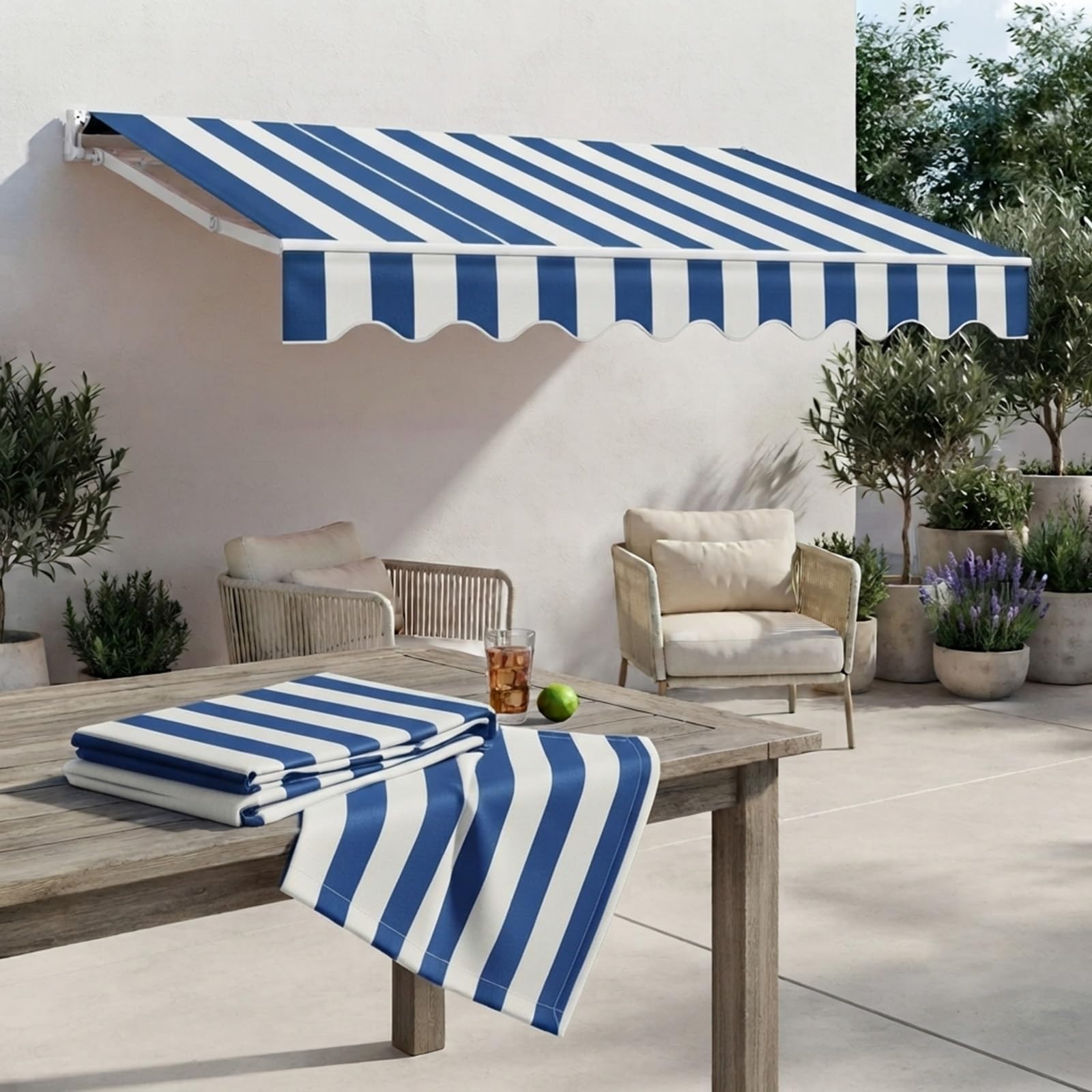 Tela de repuesto de toldo para terrazas y jardines lona acrílica impermeable 2x1.5m