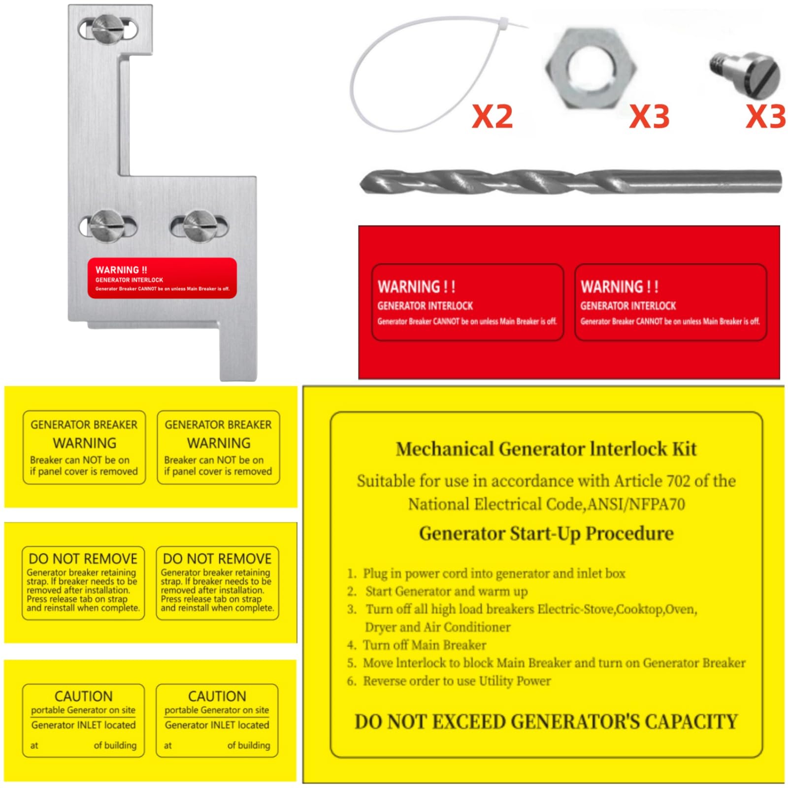Generator Interlock Kit Compatible With Square D Vertical Main 150 Or 200 Amp Br