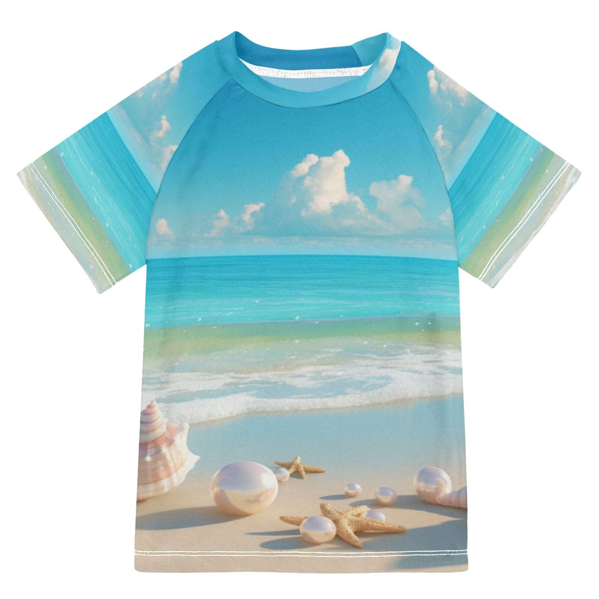 Beautiful Beach Girls Bathing Suit Sun Protection Athletic Clothes Swimwear Beach Tops 3T