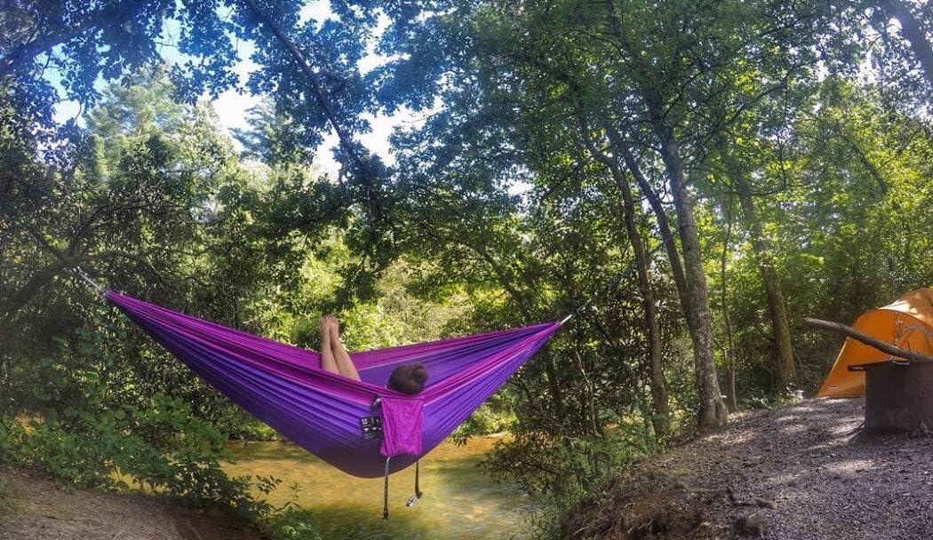SEGMART Double Hammock with Two Tree Straps & Carabiners, 600lbs