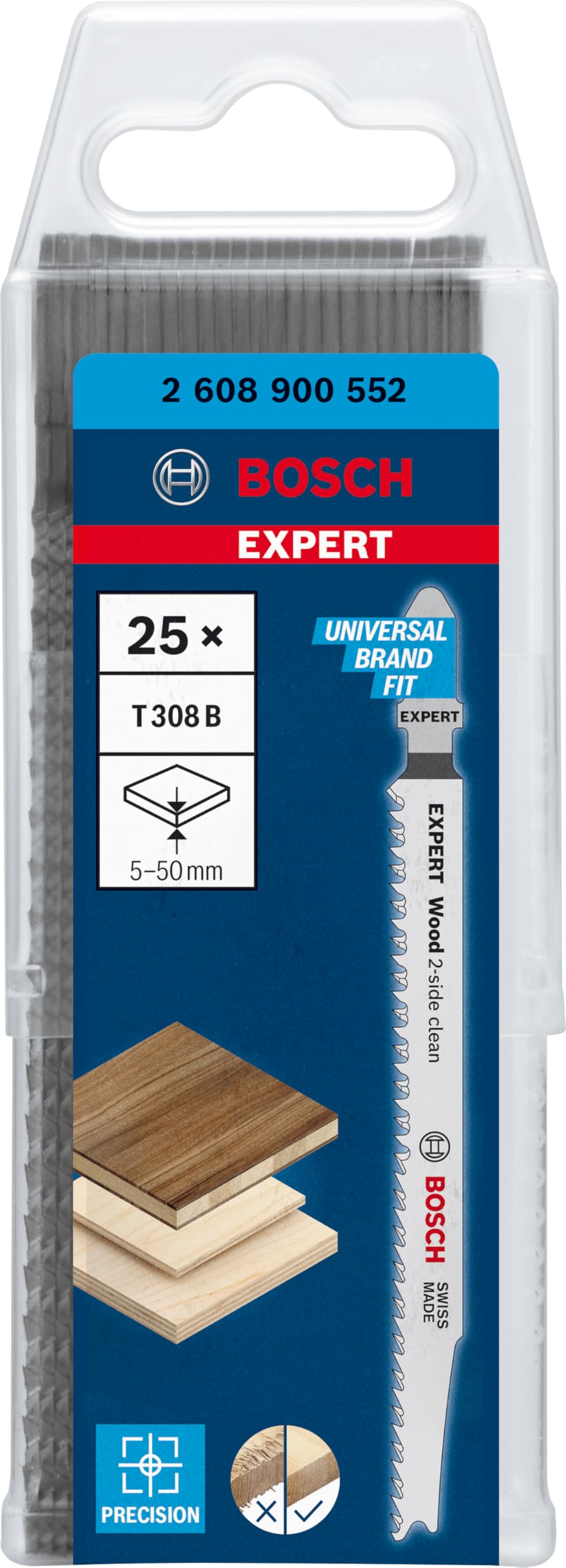Bosch 25x Lame de scie sauteuse EXPERT Wood 2-side clean T308B