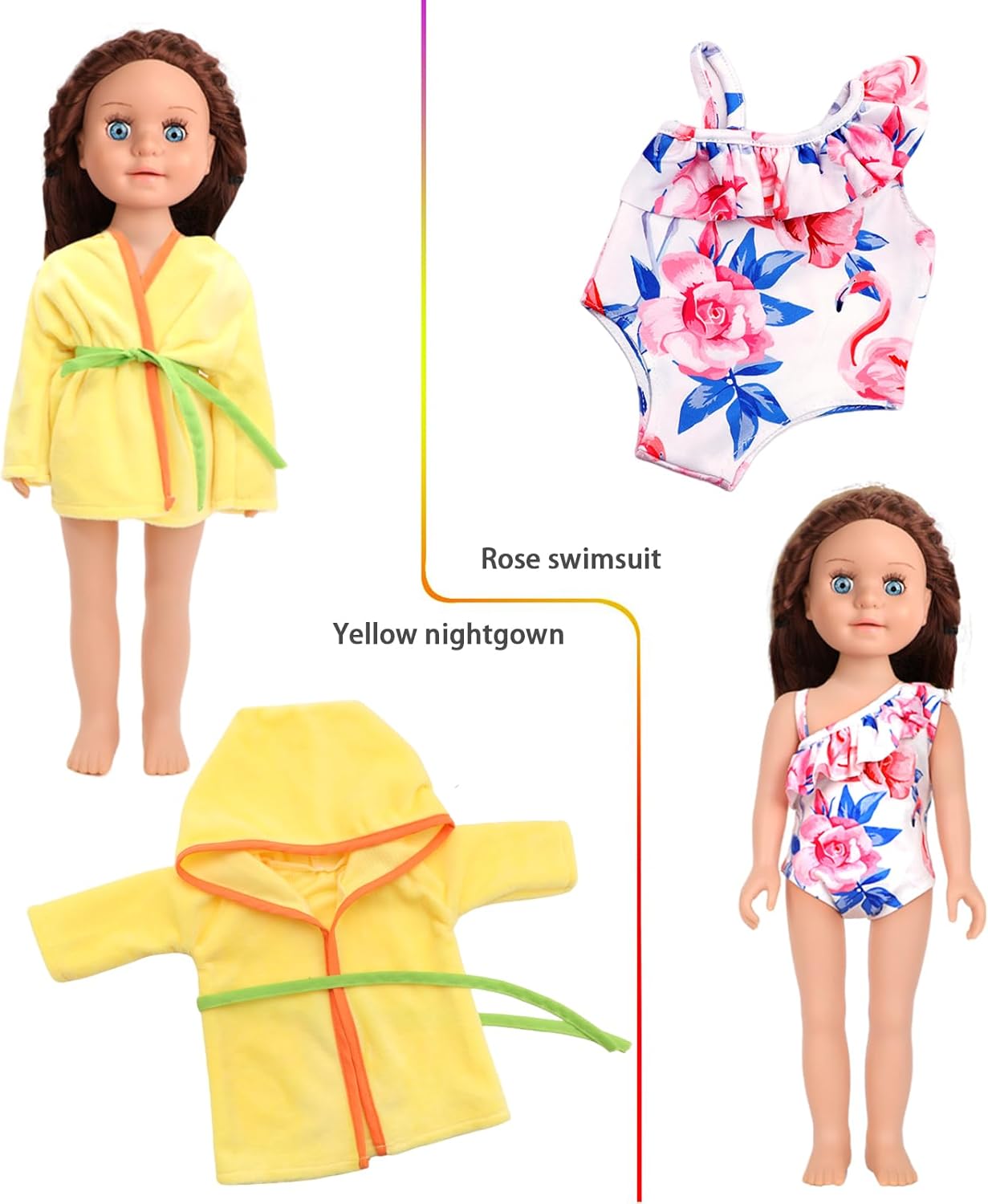 10 Sets of 18 Inch American Doll Clothes, Including 10 of Doll Clothing Dress Outfits for American Dolls, Birthday Gifts for Kids