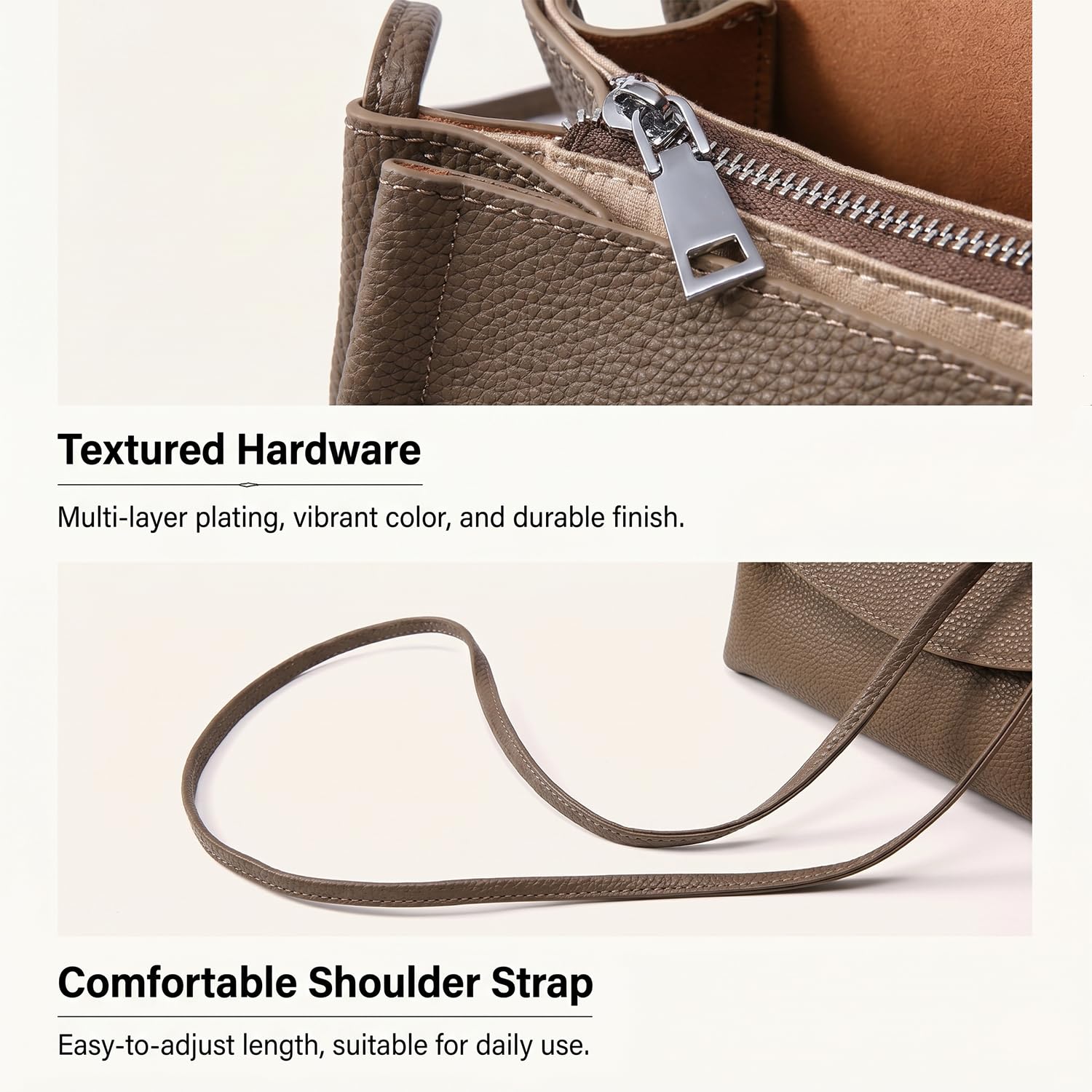 Bolso Bandolera Mujer de Cuero Suave Genuino, Primavera Verano Diseño Nicho Bolso Pouch Mini, Elegante Bolso de Hombro con Solapa Pequeño Marrón