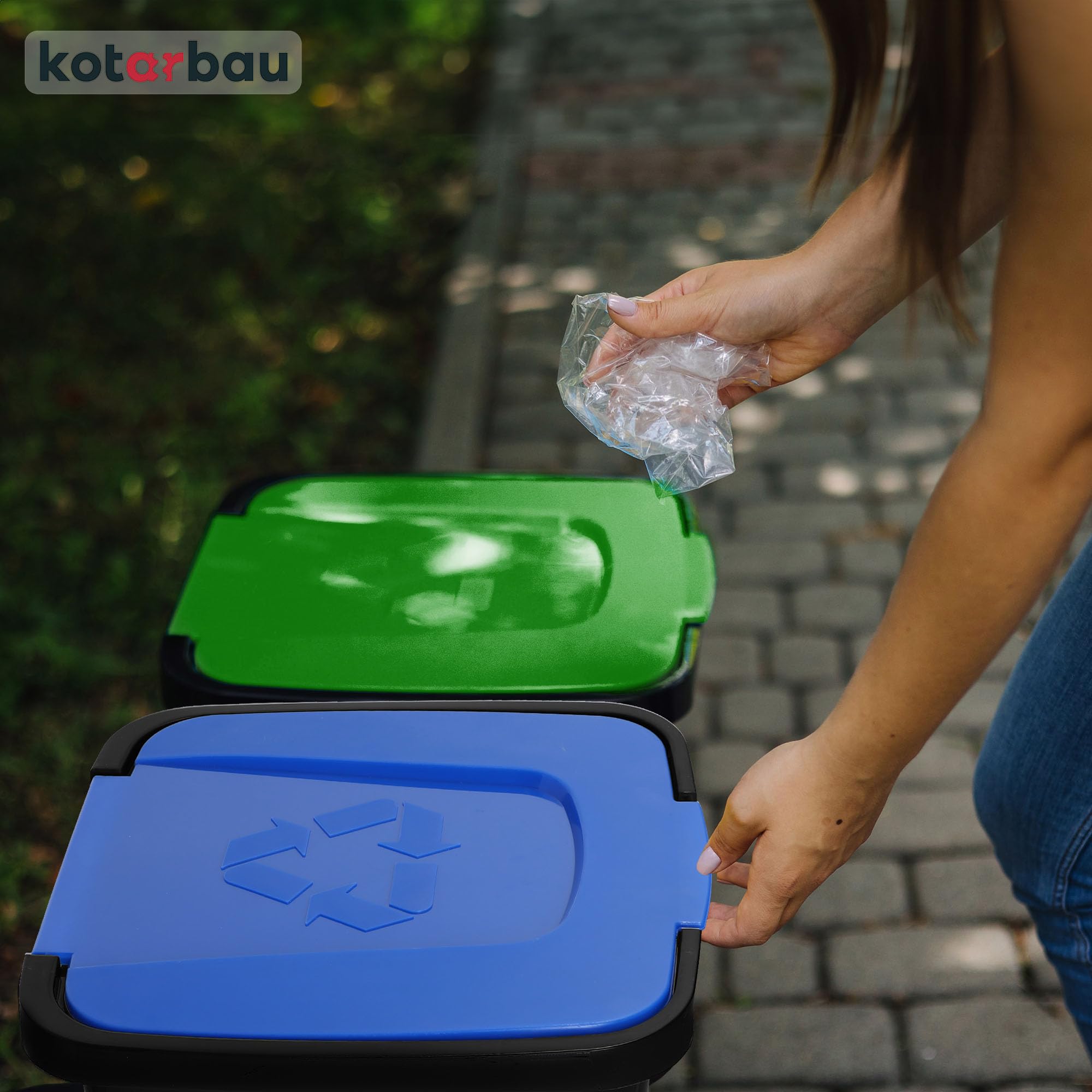 KOTARBAU® Set 3 Poubelles Tri Sélectif 50L | Poubelle Jaune | Poubelle Cuisine 50 litres Tri Sélectif | Poubelle Extérieur 50L | Poubelles de Recyclage | Poubelle Tri Sélectif 50L | Poubelle Jaune