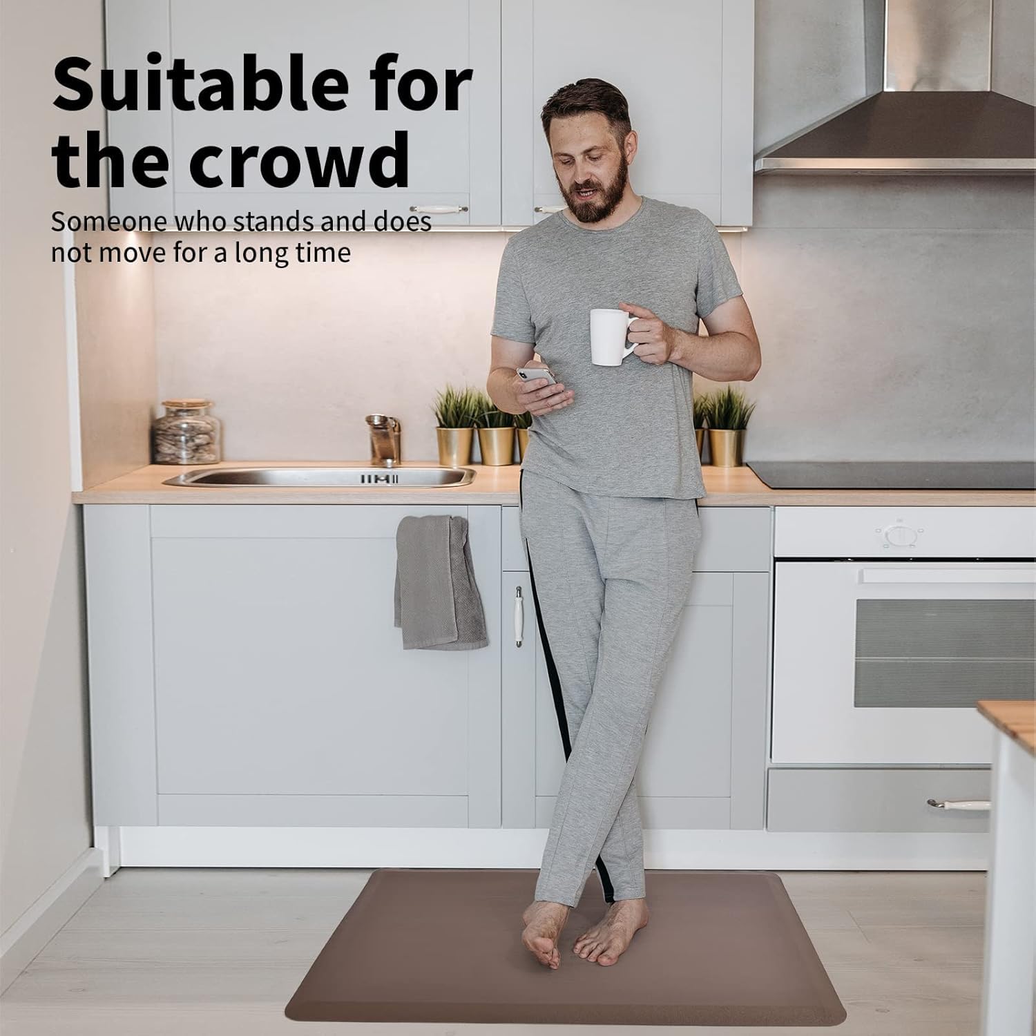 Art3d Tapis Anti-Fatigue 43,9 X 71,1 Cm - Coussin Confortable Pour Cuisine, Bureau Debout Et Garage (Noir)