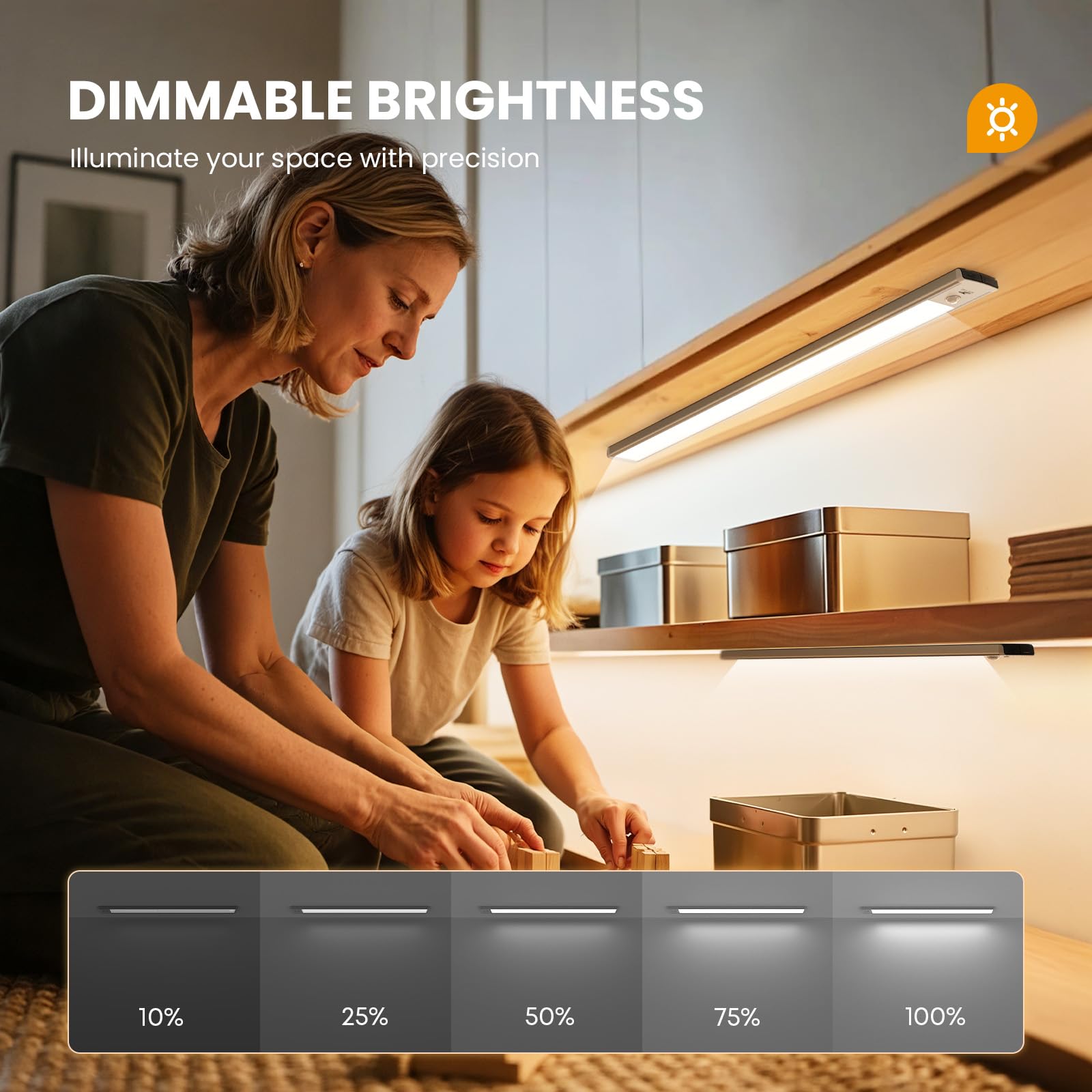 TANSOOL+ Luce LED Sottopensile Cucina, Armadio LED con Sensore di Movimento, 40cm Luce Sottopensile Dimmerabile Lampada per Cucina, Guardaroba, Scale, Soggiorno, Camere da Letto - 2 Pezzi