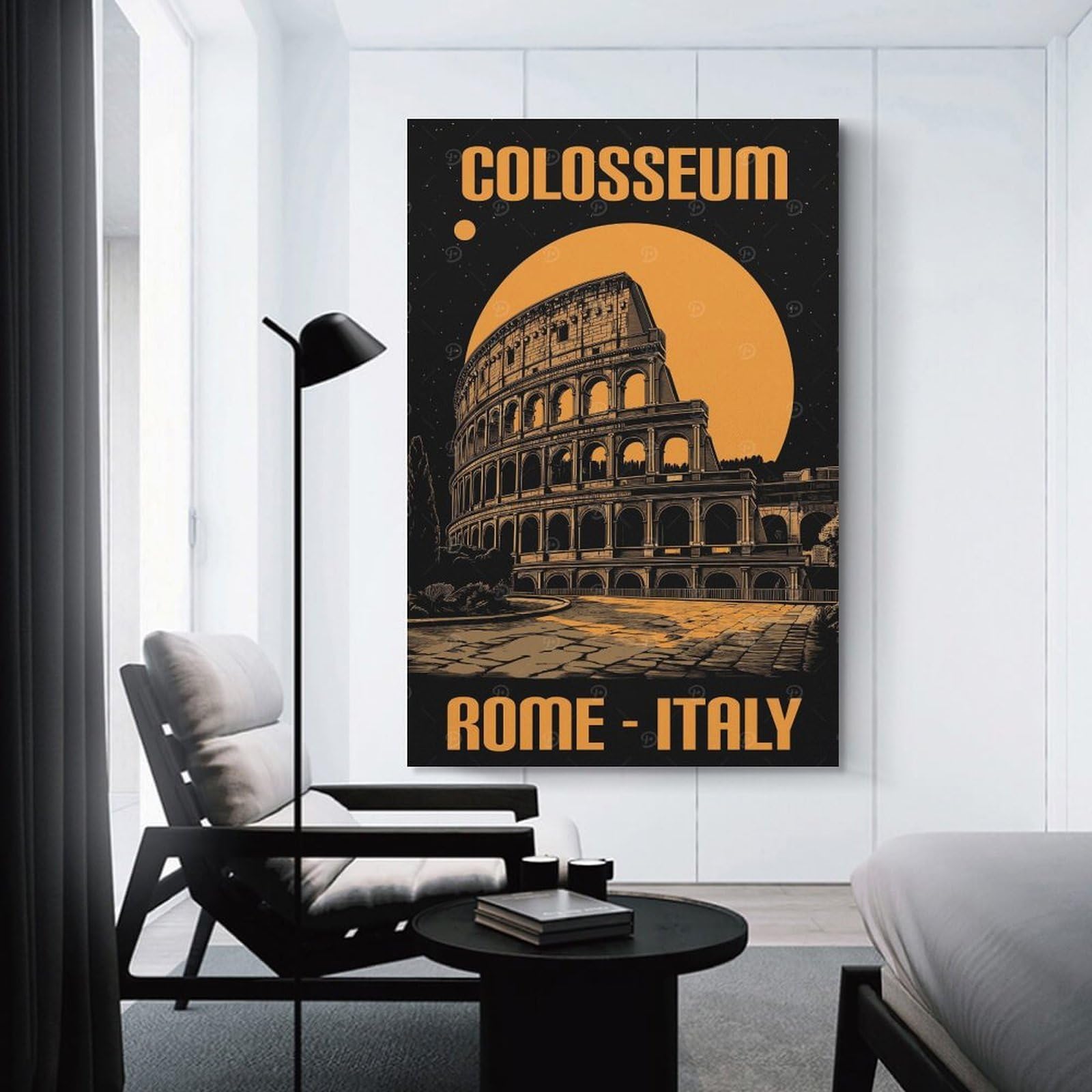 Junmoney Canvas Wall Decor Colosseum Rome Italy Vintage Poster, 24x36inch(60x90cm), for Bedroom, Guest Room Or Reading Nook, Decorative Wall Art for Cosy Rooms