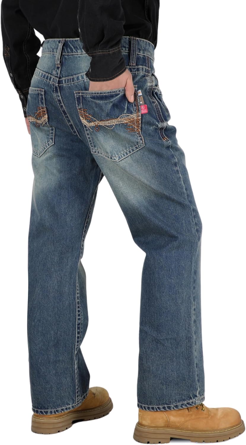 TICOMELA Men's FR Jeans–Midweight EX-Soft Flame Resistant Work Pants,Relaxed Fit Boot Cut,Vintage Washed Denim, NFPA2112 CAT2 - Image 7