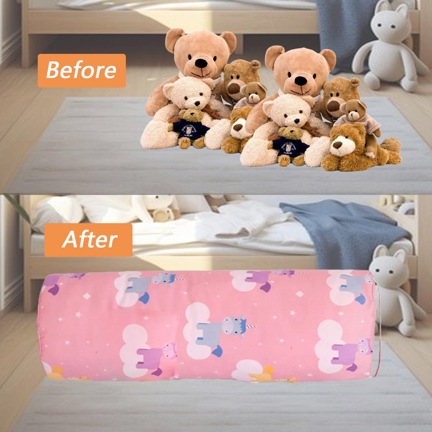 Sacchi a Fagiolo/Fodera per pouf cilindrica, Contenitori a Colonna Per Giocattoli Di Peluche, Oggetti e Sedili Per Bambini, Ragazzi e Ragazze, Telo Da Vela, Divano Per Bambini (Non Imbottito) (C)