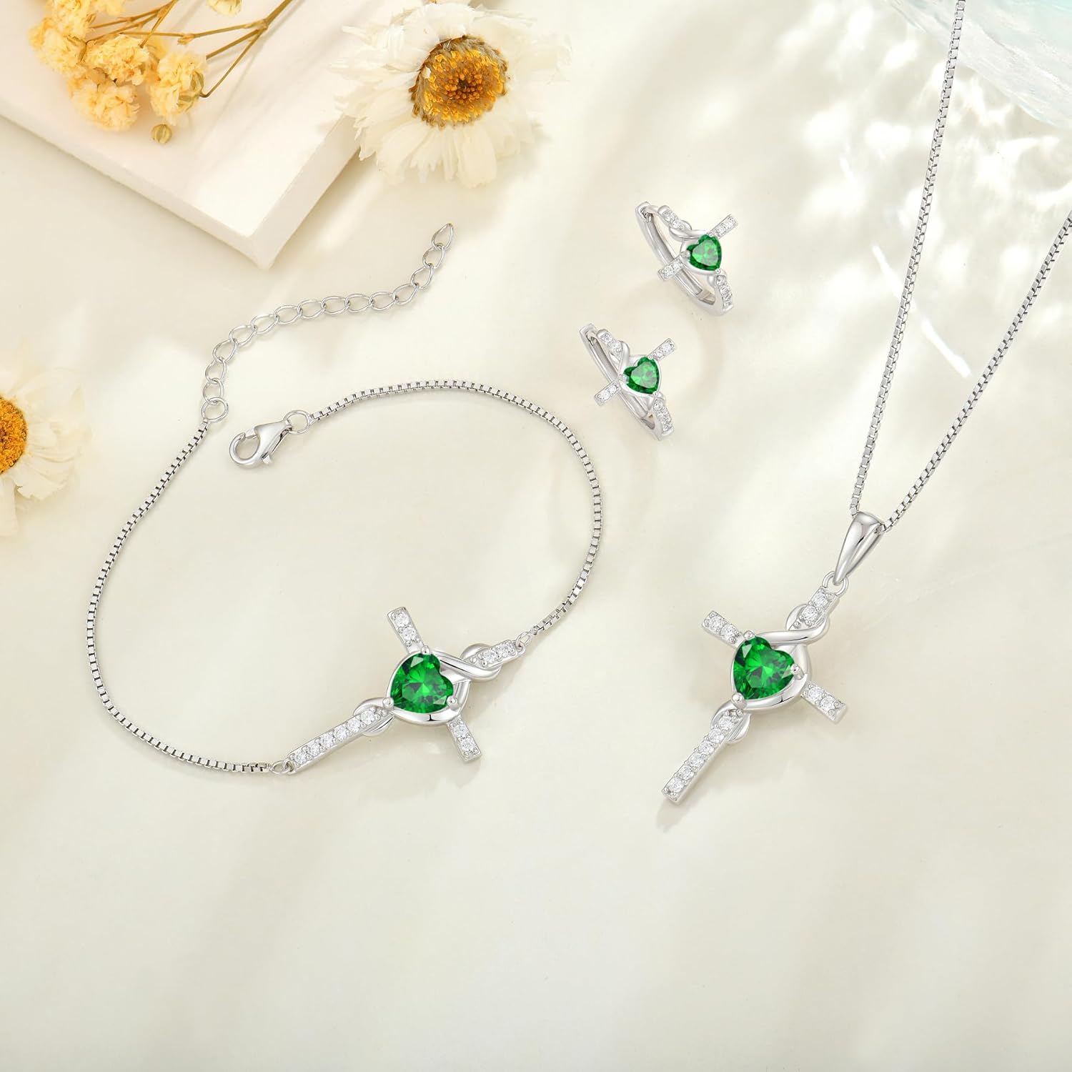 Infinity Cross Necklace 925 Sterling Silver Crucifix Christian Religious Pendant Birthstone Jewelry Gifts for Women - Image 5