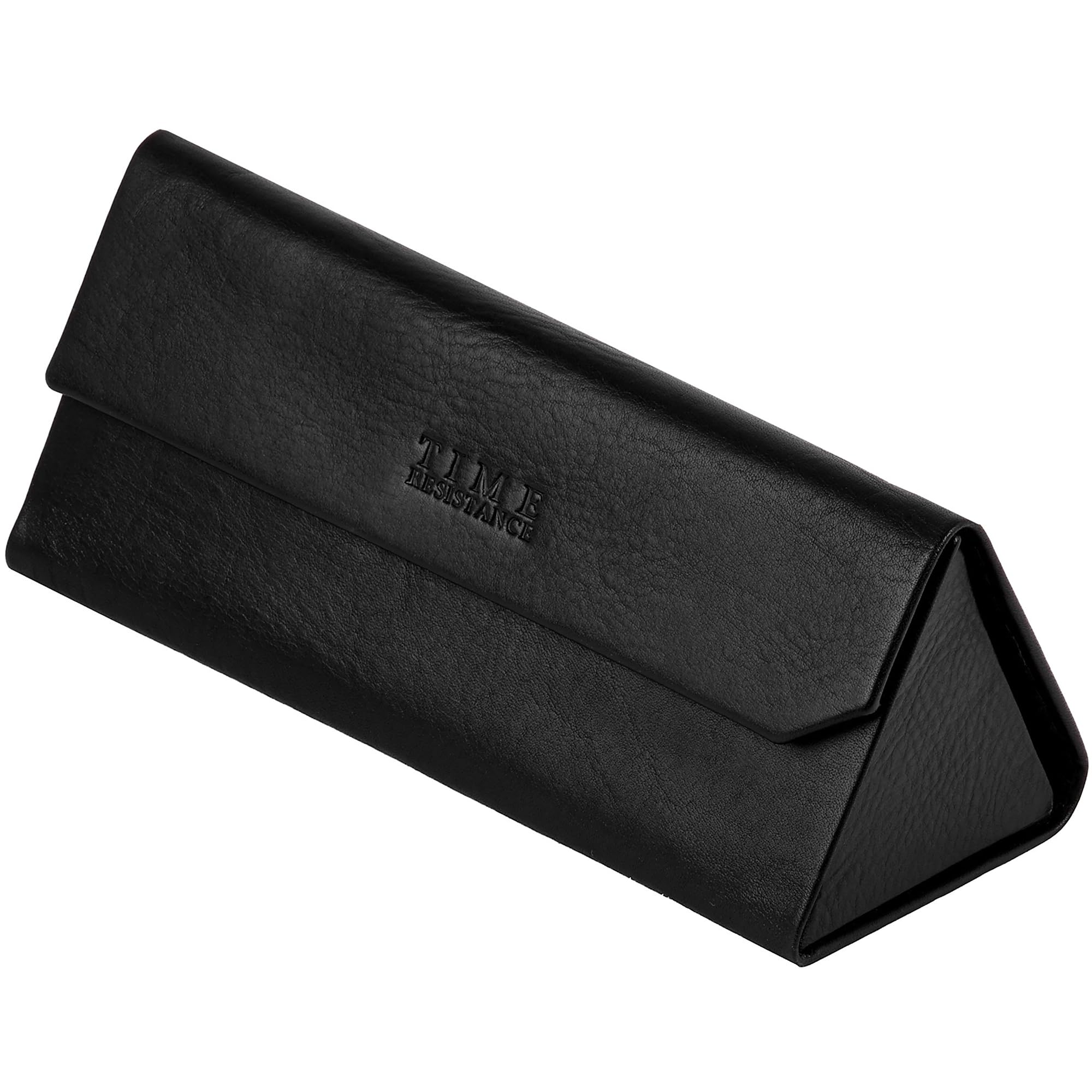 Time Resistance Leather Glasses Case - Hard Shell Leather Eyewear Holder – Sunglasses Case With Magnetic Closure – Holder Handmade in Italy (Black)