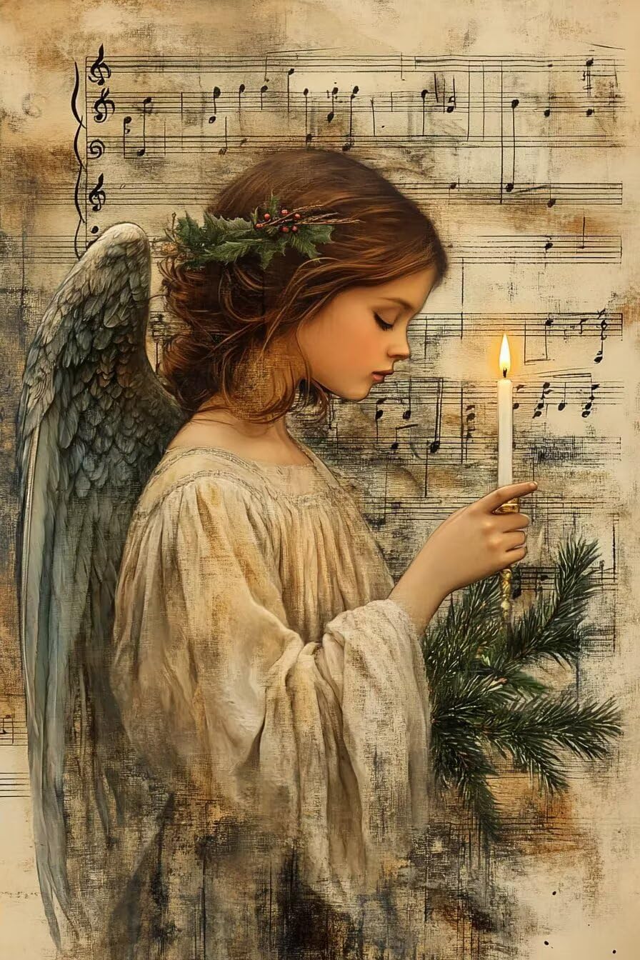 Angel Diamond Art Kits for Adults,5D Painting Art Kits Angel Holding A Candle Angel Diamond Art Painting Kit for Adult Beginner DIY Diamond Gem Art Painting Kits for Home Wall Decor 20X20 Inch