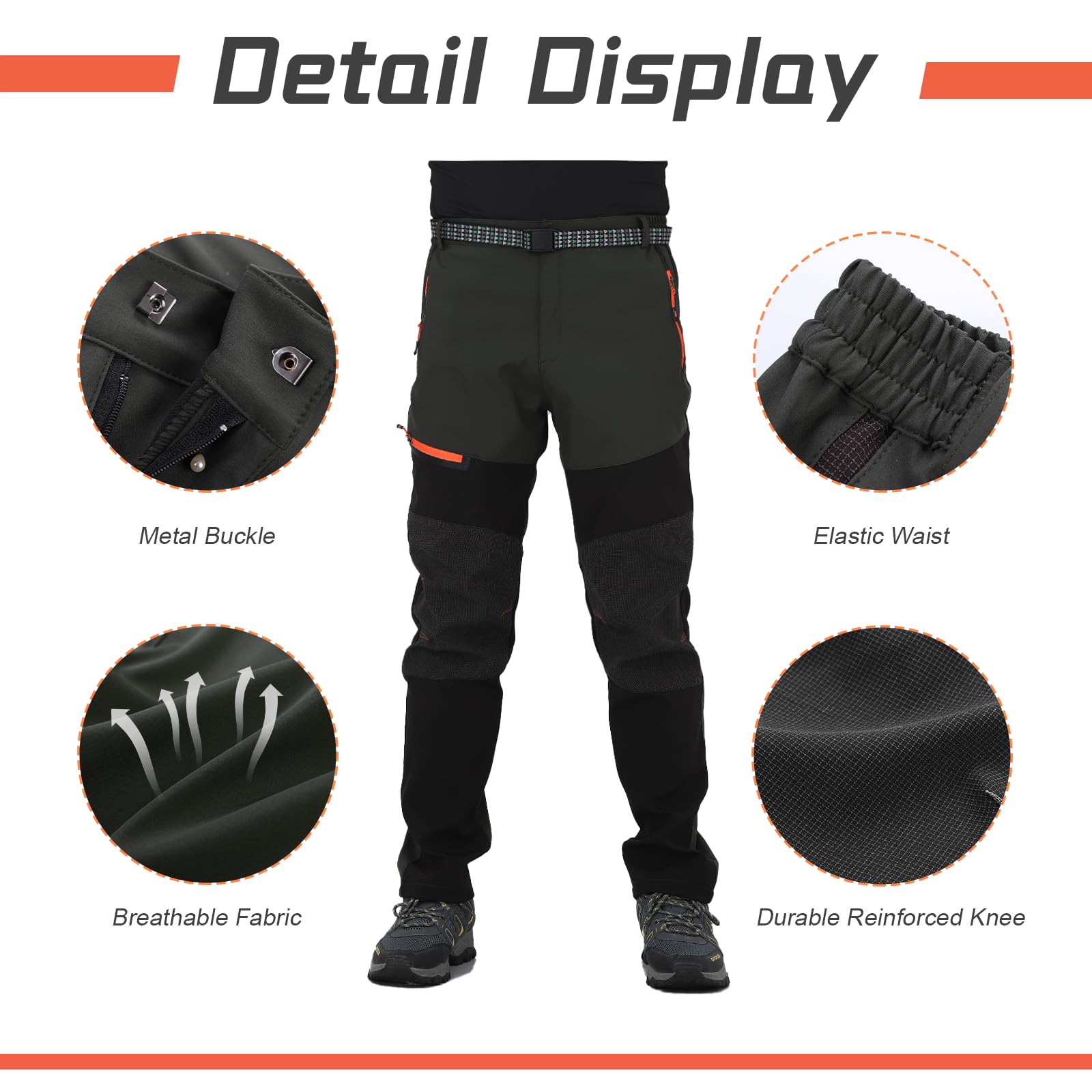Uomini Leggeri Pantaloni da Camminare all'aperto Stretch Traspirante Camping Pantaloni da Escursionismo con Zip Tasche