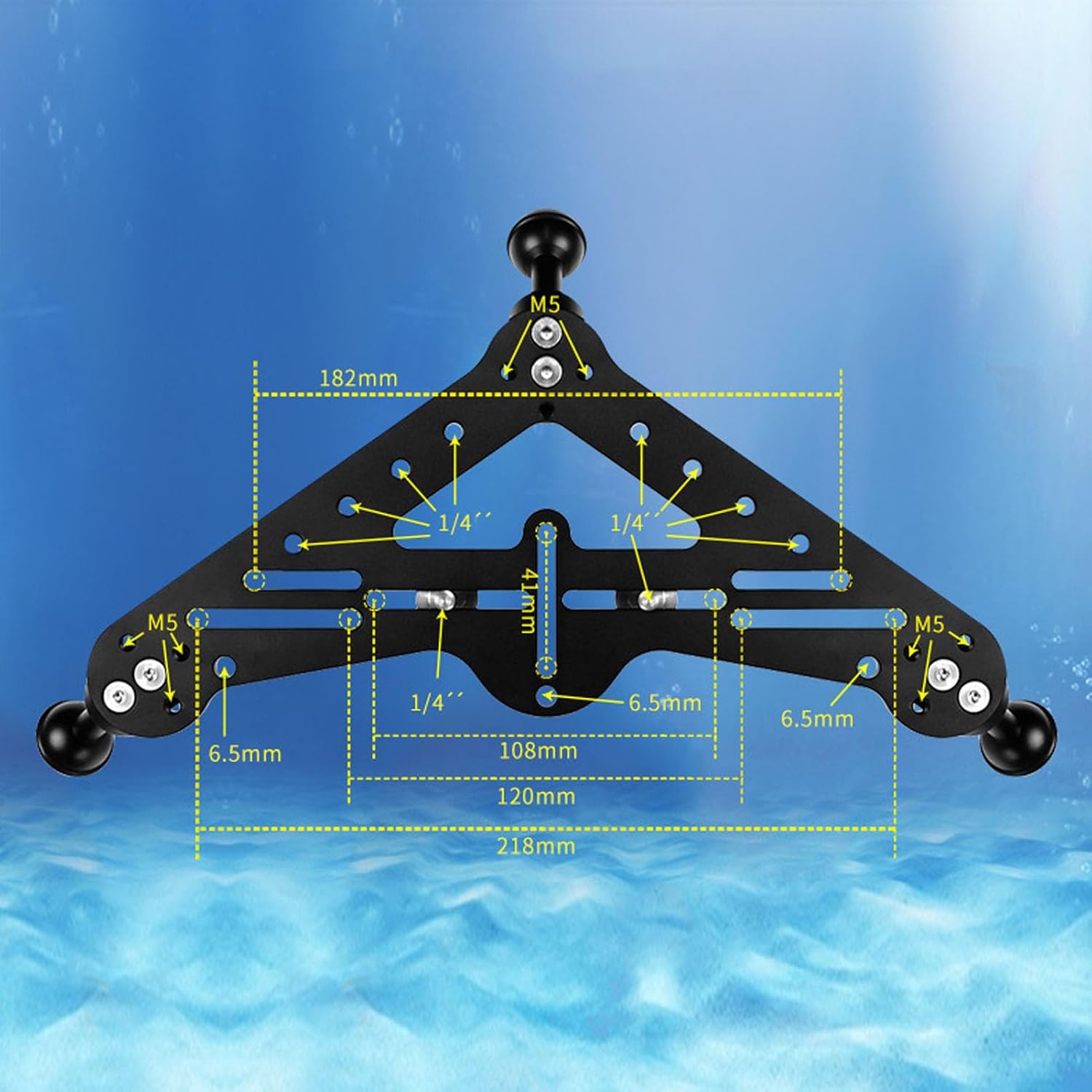 CCYLEZ Diving Triangular Stabilizer Tray Rig Bracket, Aluminum Alloy Triangular Stabilizer Tray Rig for AKASOEK70004K (Black)