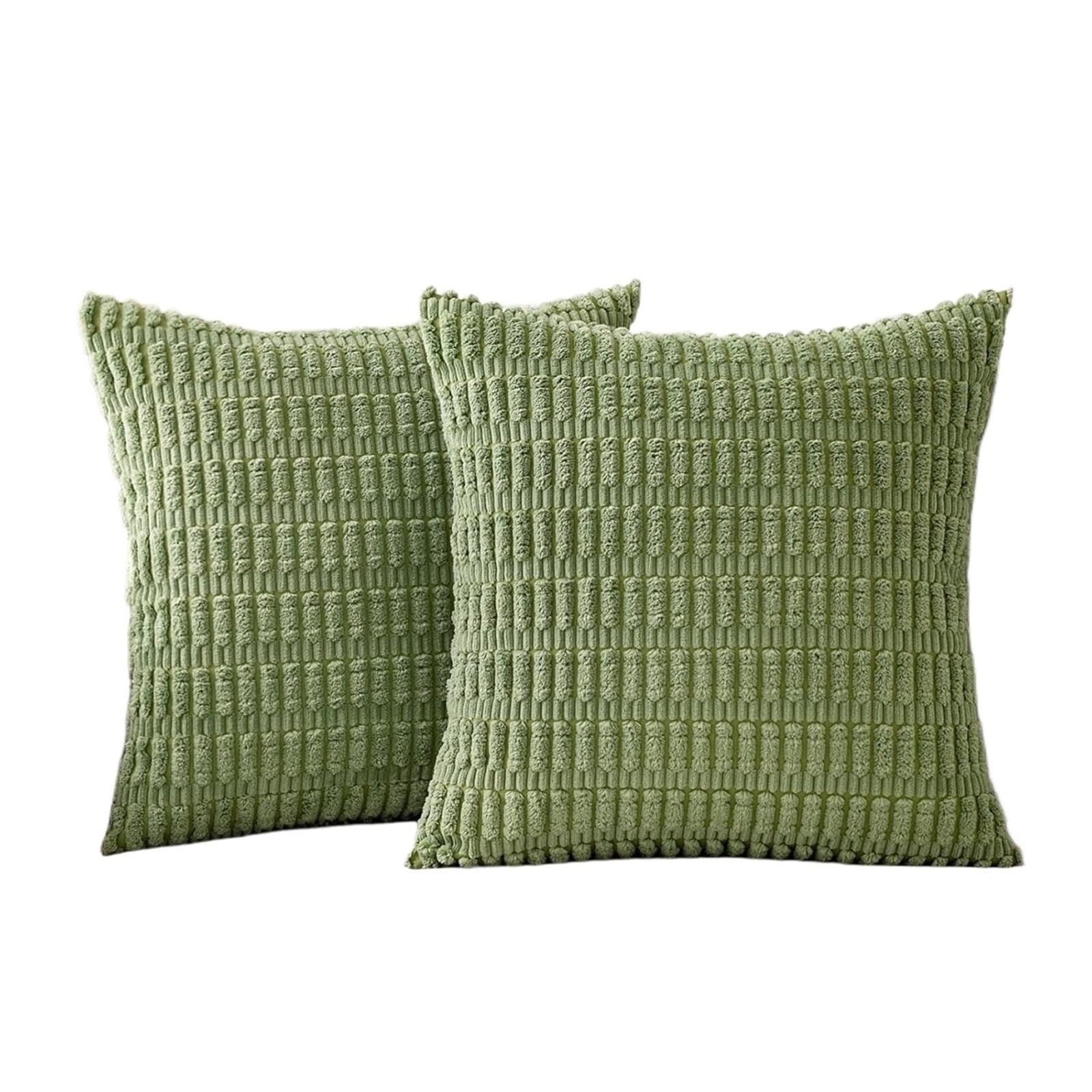 HEUchuan Corduroy Cushion Covers 2Pcs Pillow Covers 18 X Inch Soft Corduroy Decorative Throw Pillows Couch Home Decor for Cushion Sofa Bedroom for Sofa Couch Bedroom(Green,50x50CM)