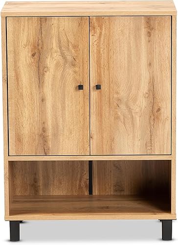 Miniatura 5 de Baxton Studio Zapatero con roble y negro ATSC1613-Wotan Oak-Shoe Cabinet