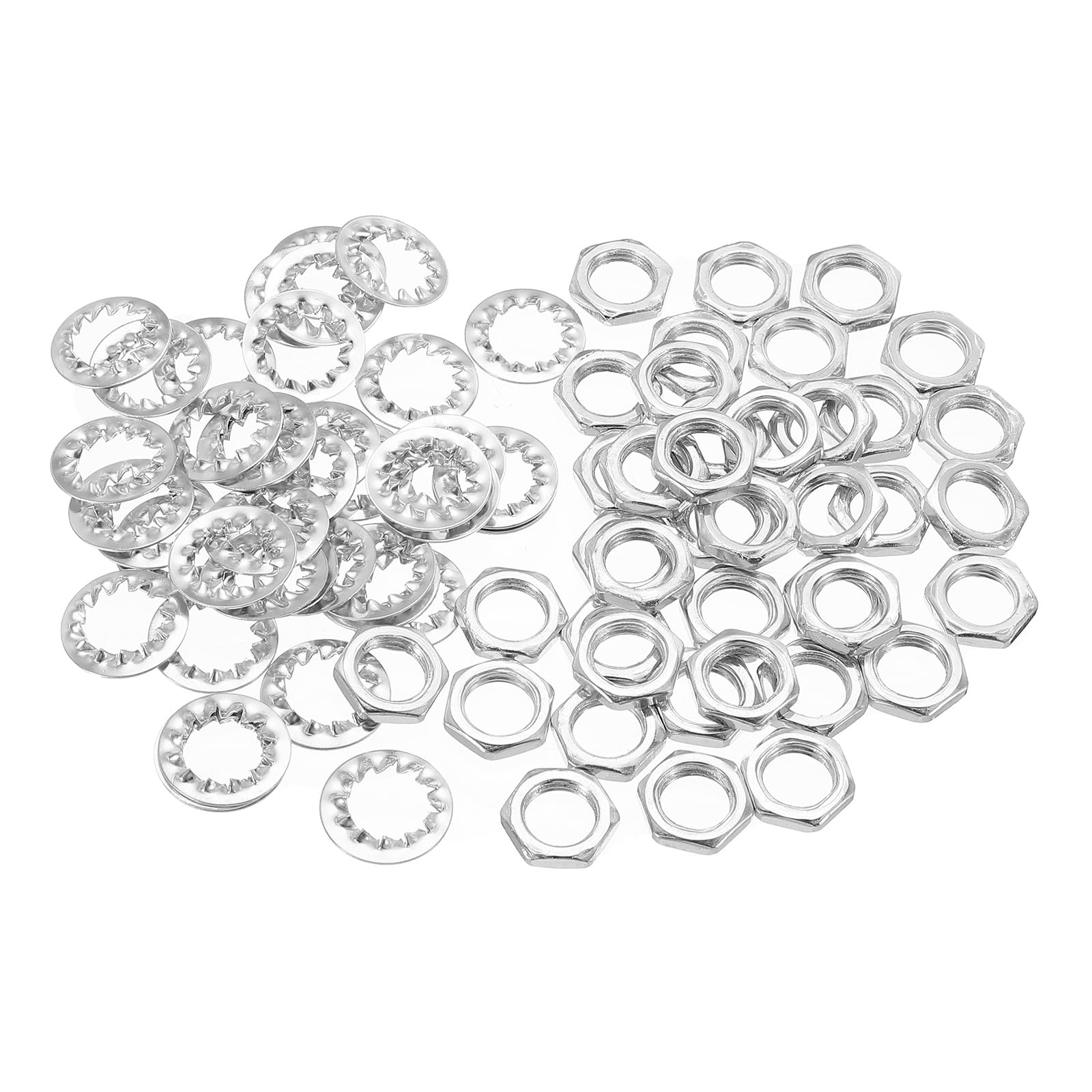 YOKIVE 120 Pack Lamp Tubes Thread Nuts, M10 Screws Threaded Hexagon Nuts Fastener with Washers, Great for Ceiling Lights DIY Projects