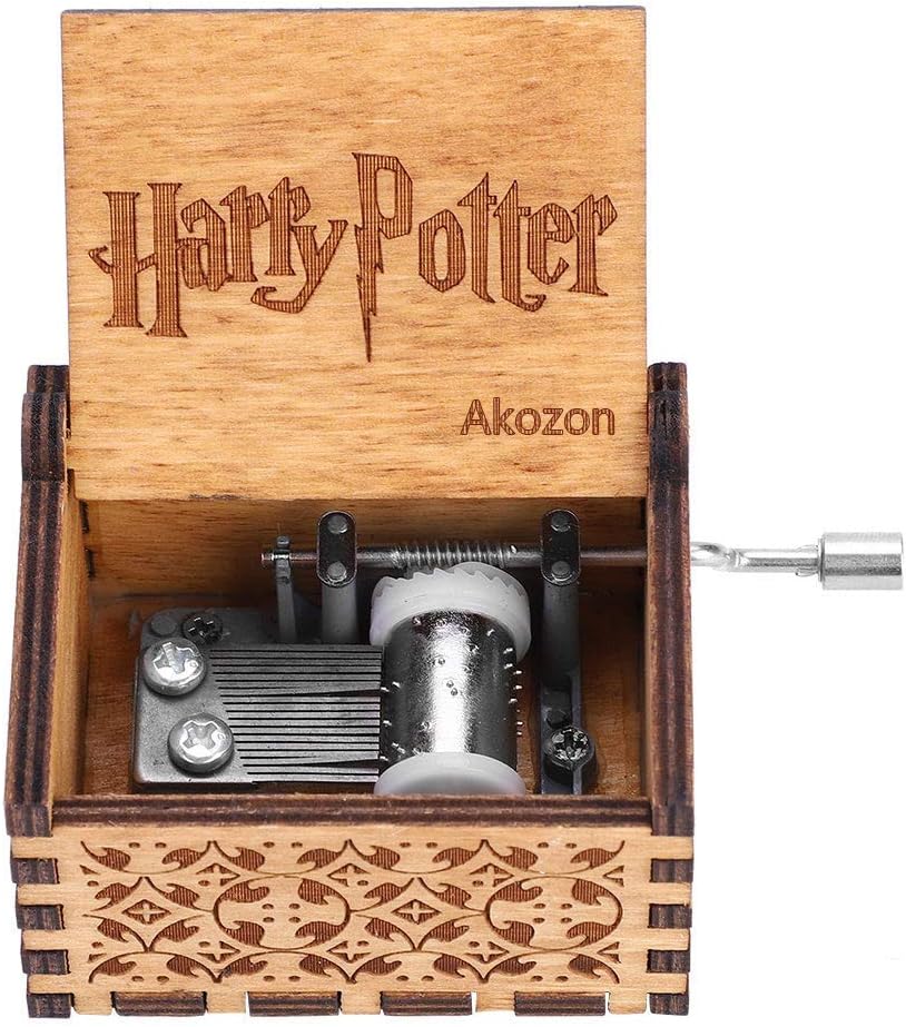 Speed seventy Dream Loom Wooden Music Box,Hand Crank Classical Carved Wooden Harry Potter Musical Box,Gift for Kids,Family and Friends (Gold)