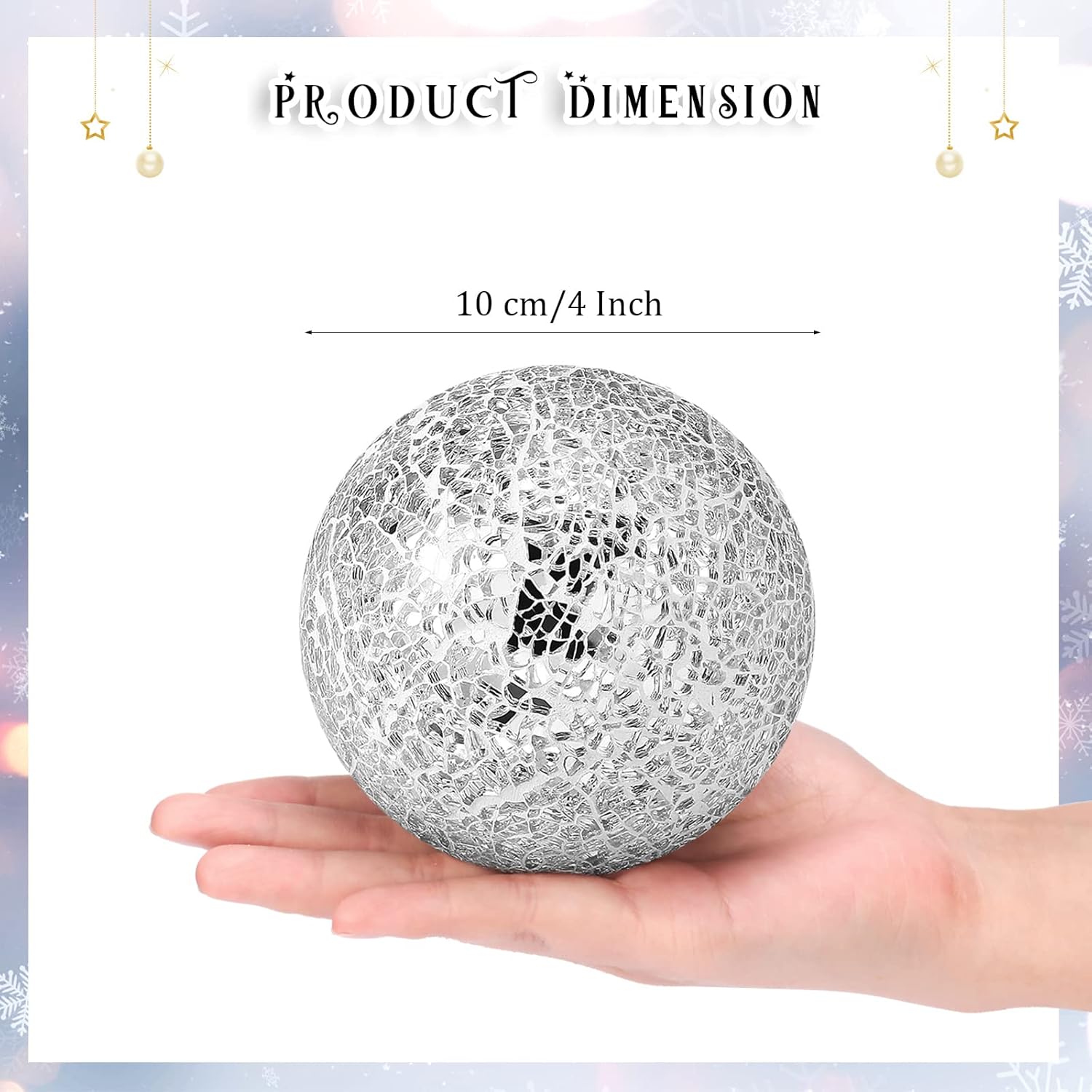 3 Pieces Decorative Balls for Centerpiece Bowls Decorative Orbs Set 4 Inch Glass Mosaic Sphere Balls Centerpiece Balls for Bowls Vases Dining Table Decor (Silver) : Home & Kitchen