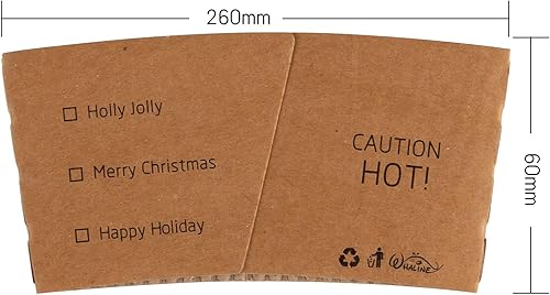 Miniatura 2 de Whaline Paquete de 60 fundas de papel kraft para taza de café de Navidad, 6 diseños de fundas de papel kraft para vasos de papel de 12 y 16 onzas,