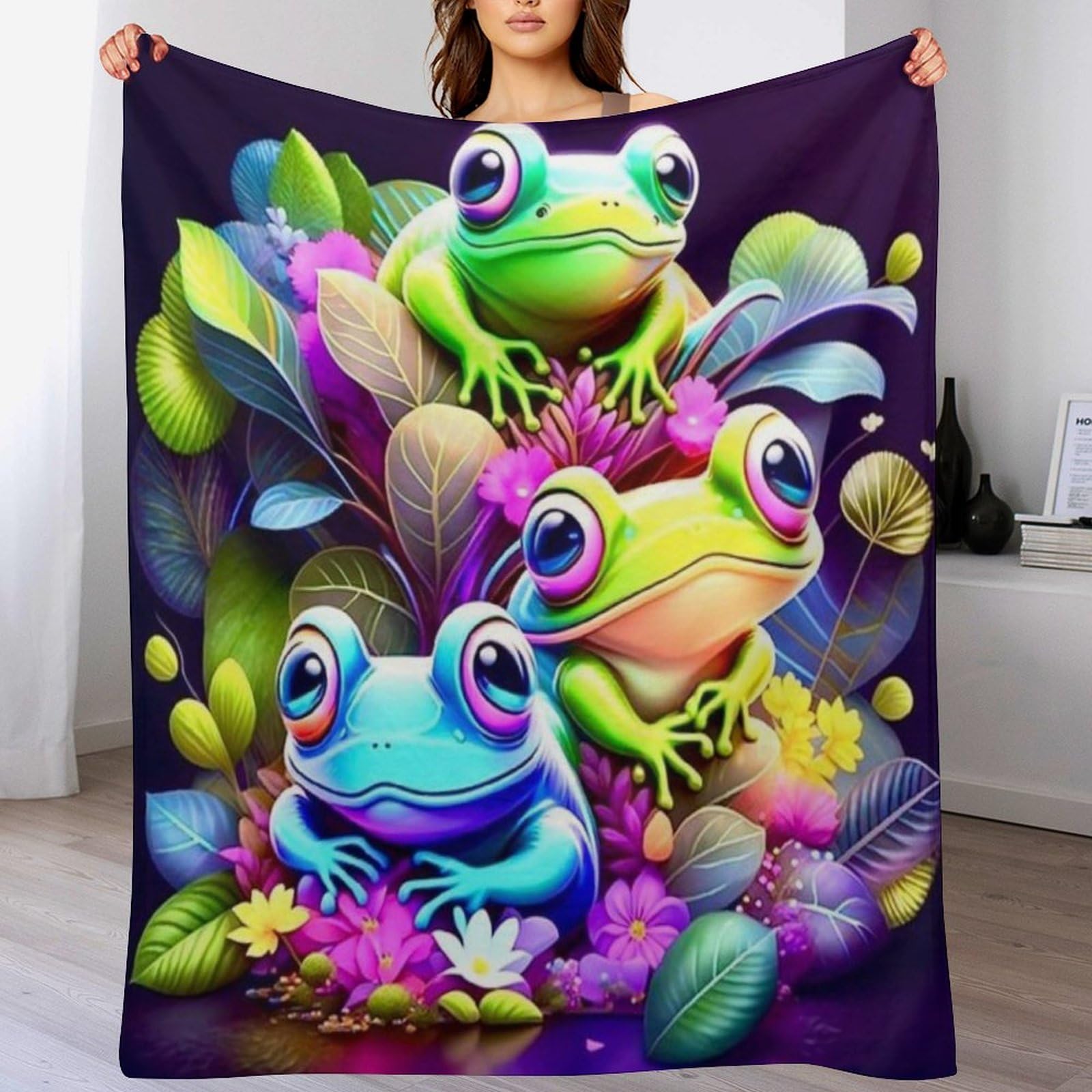 Couverture de haute qualité en flannel polaire motif grenouille